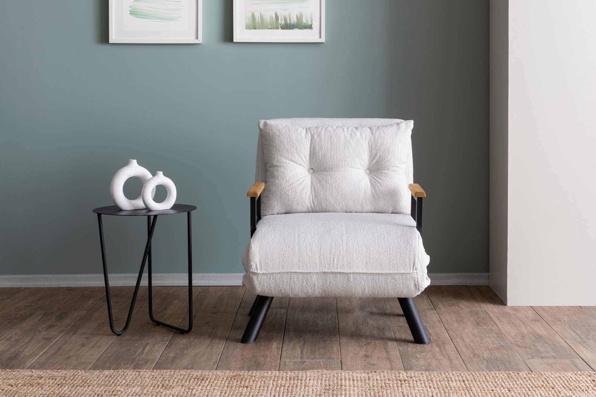 Sando Sleeper Armchair Bouclé White