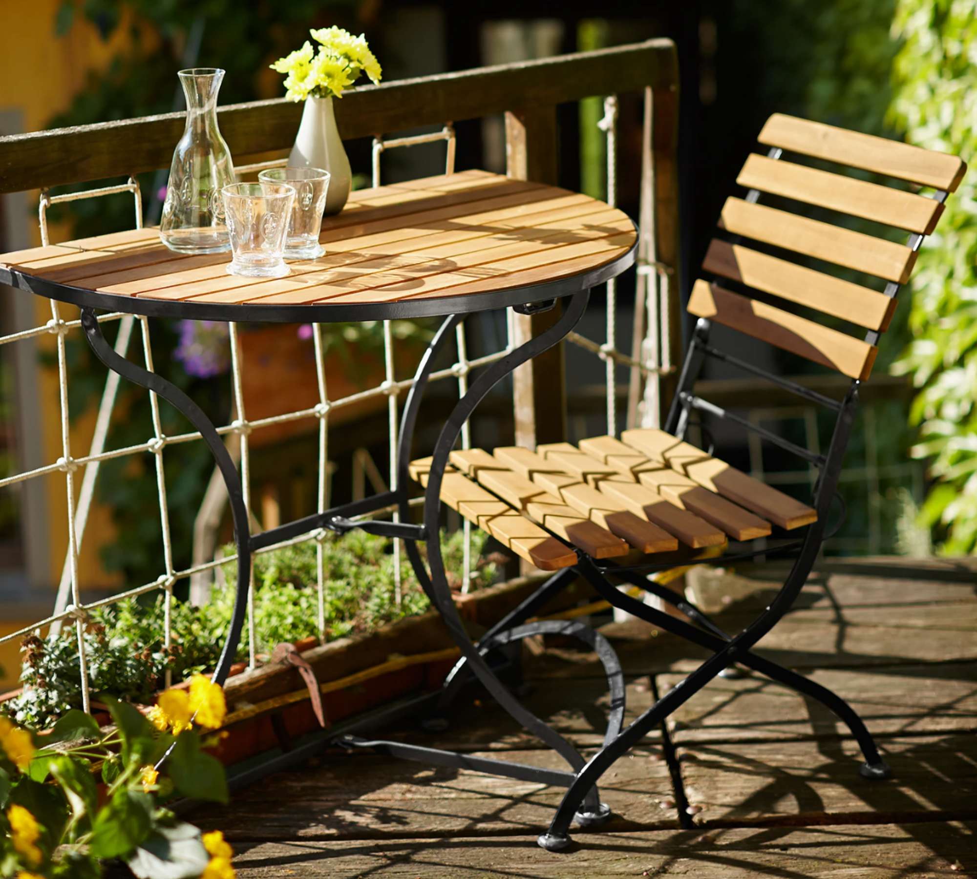 Gartentisch Metall Holz Natural