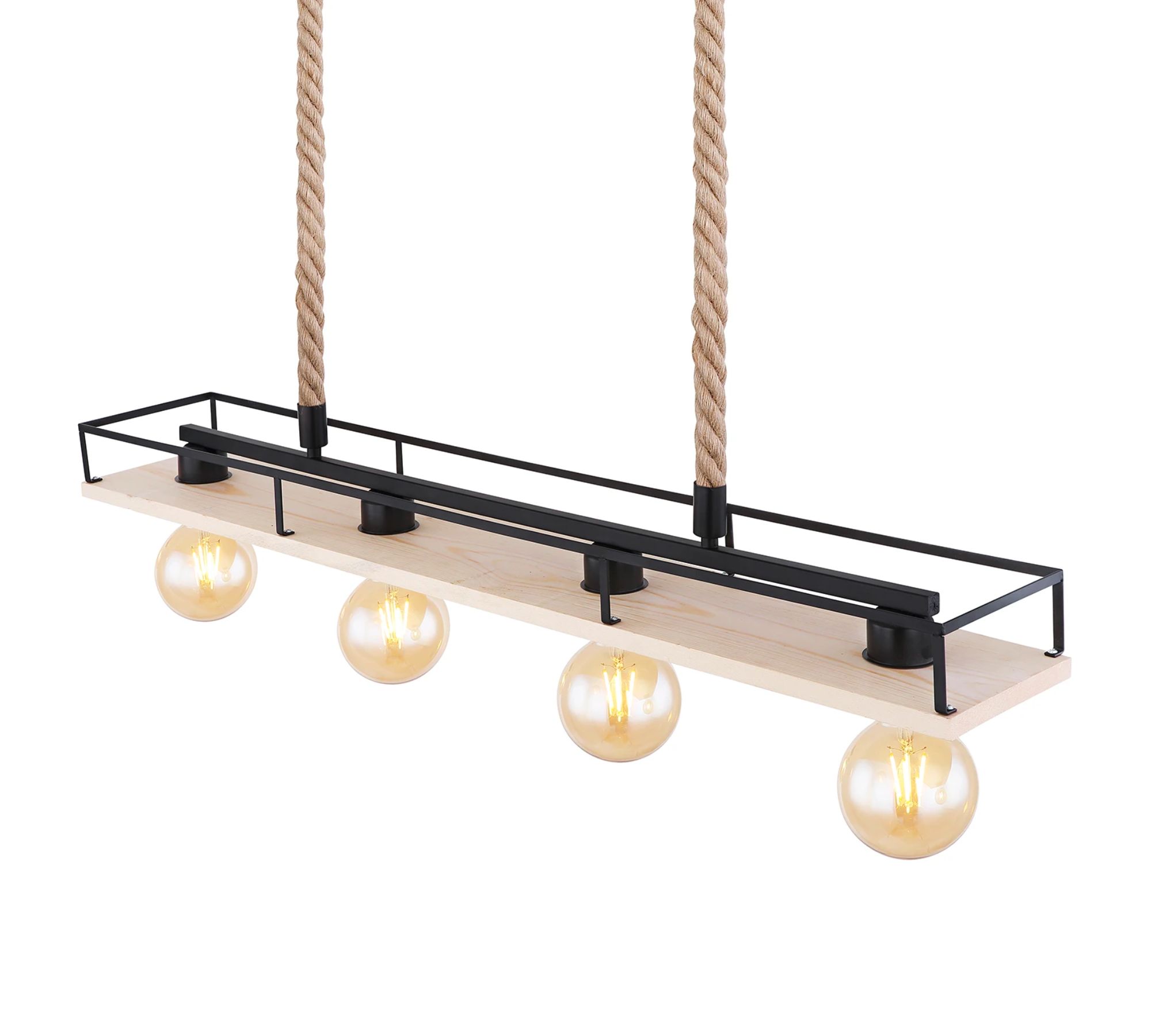 Pendelleuchte Holz Metall Beige Schwarz