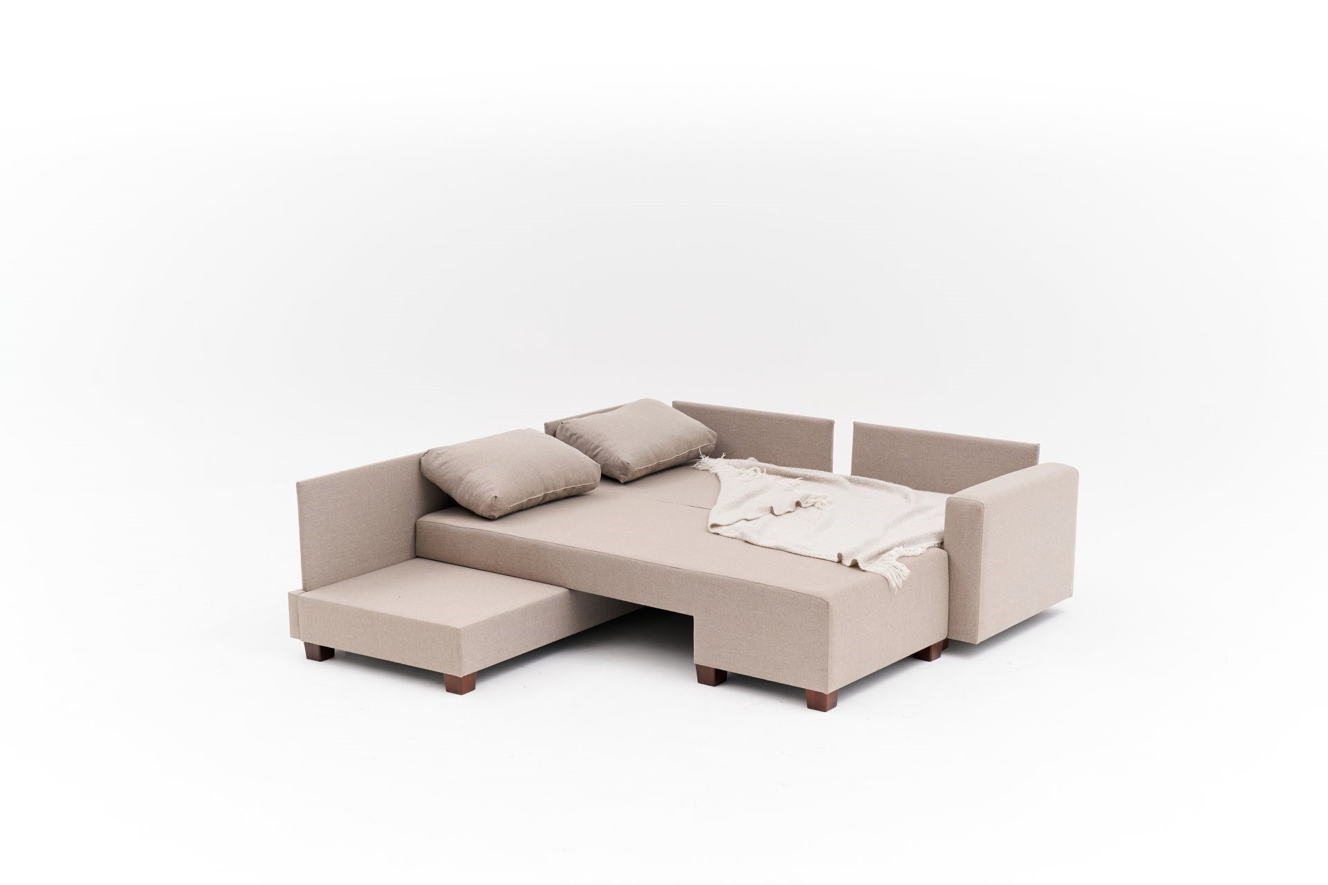 Aly  Schlafsofa Récamiere Links Baumwolle Beige