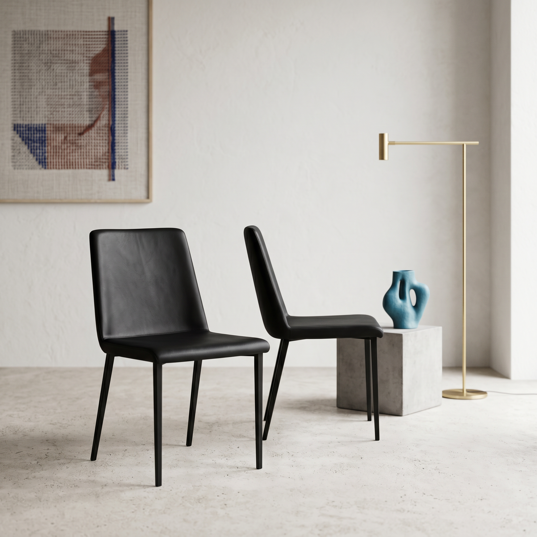 2x Desiree Chair Metal Faux Leather Black