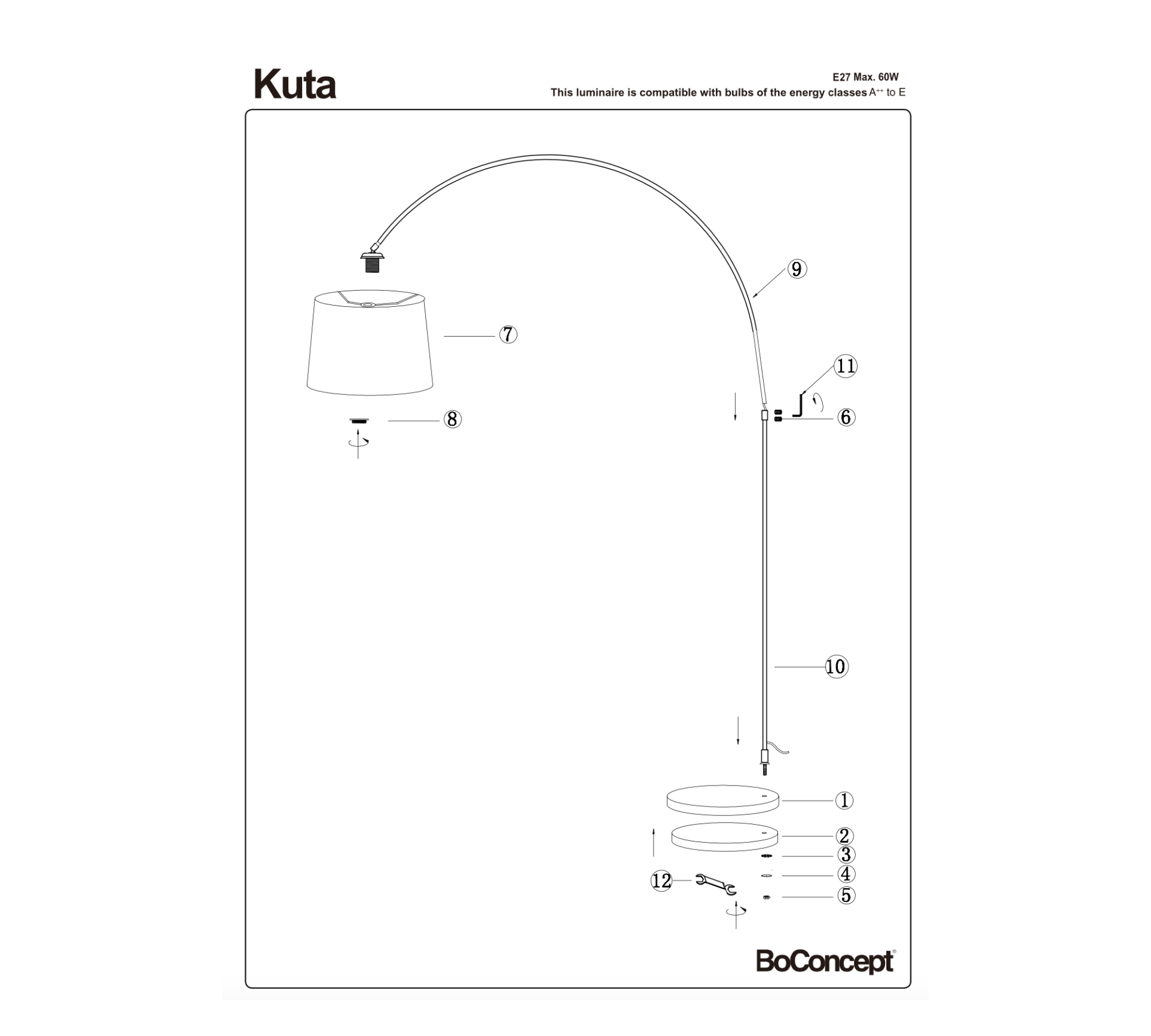 Kuta Stehlampe Metall Silber