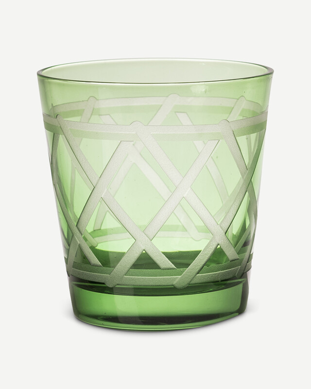 Tie Up Drinking glasses Set of 4 Glass Green