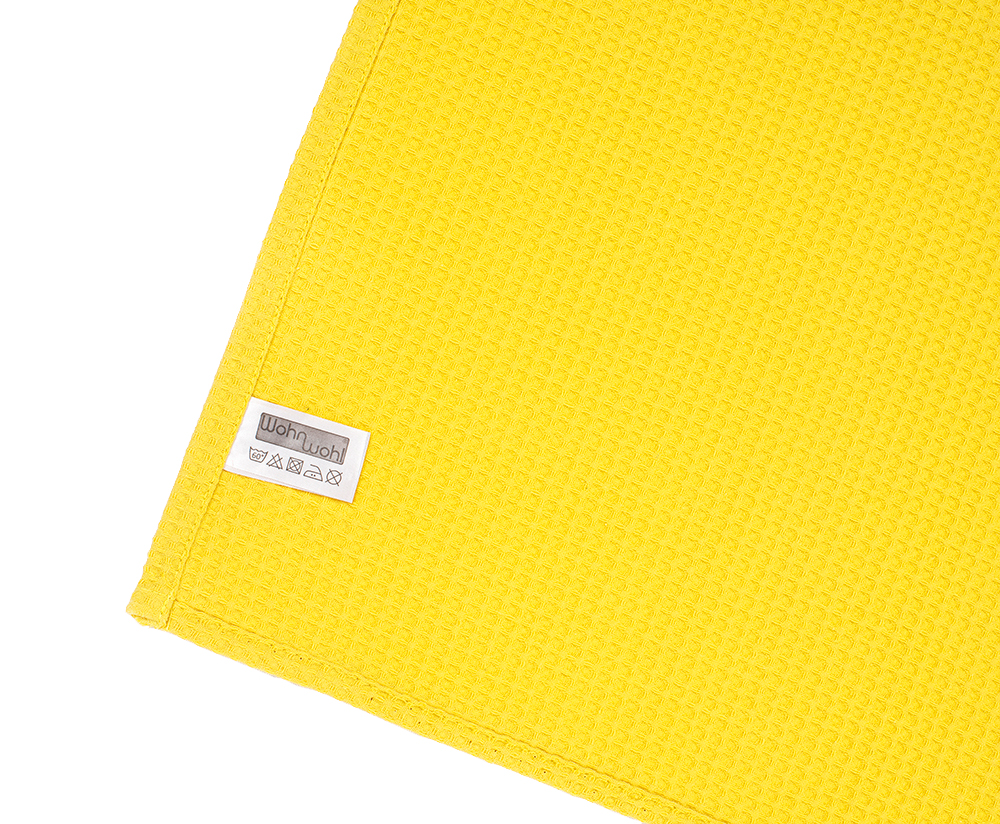 Leichte Decke aus Waffelpiqué 100% Baumwolle Gelb Single