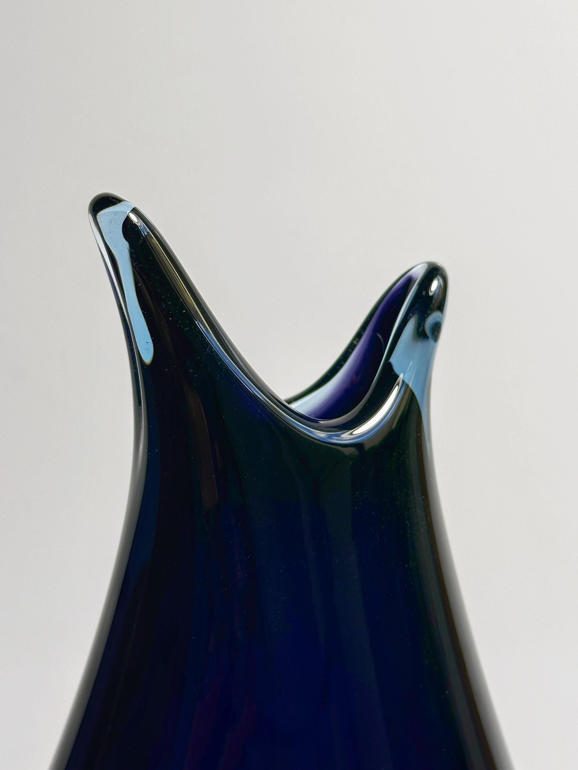 Vintage Vase Muranoglas Dunkelblau