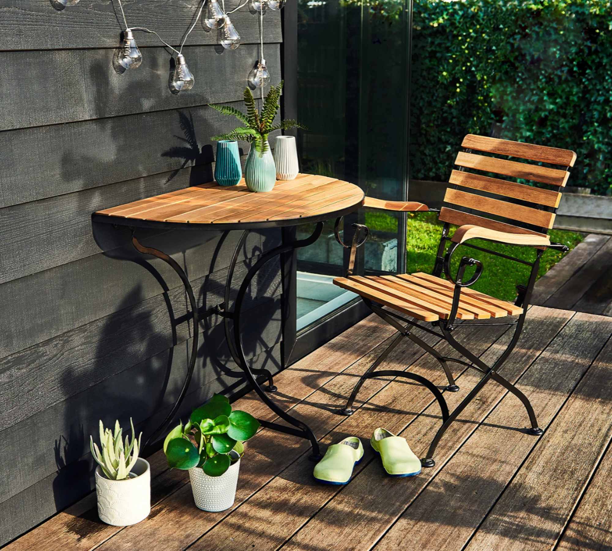 Gartentisch Metall Holz Natural
