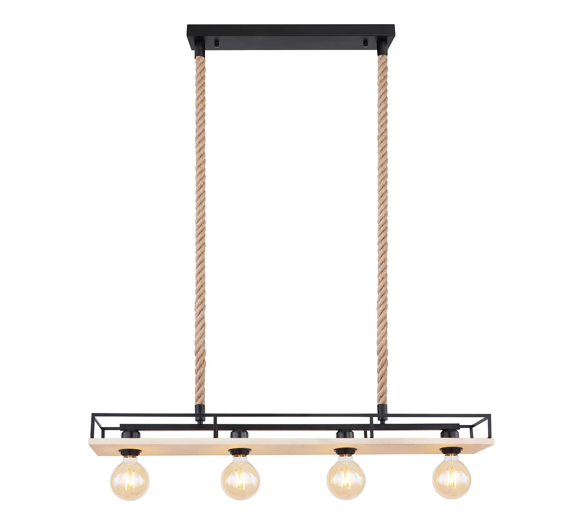 Pendelleuchte Holz Metall Beige Schwarz