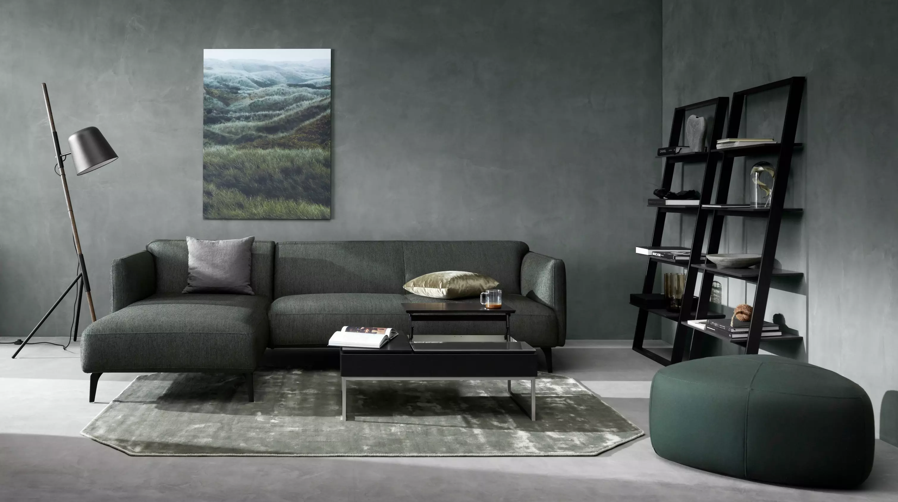 Bordeaux Wandsystem Mattschwarzer Aschgrauer Lack