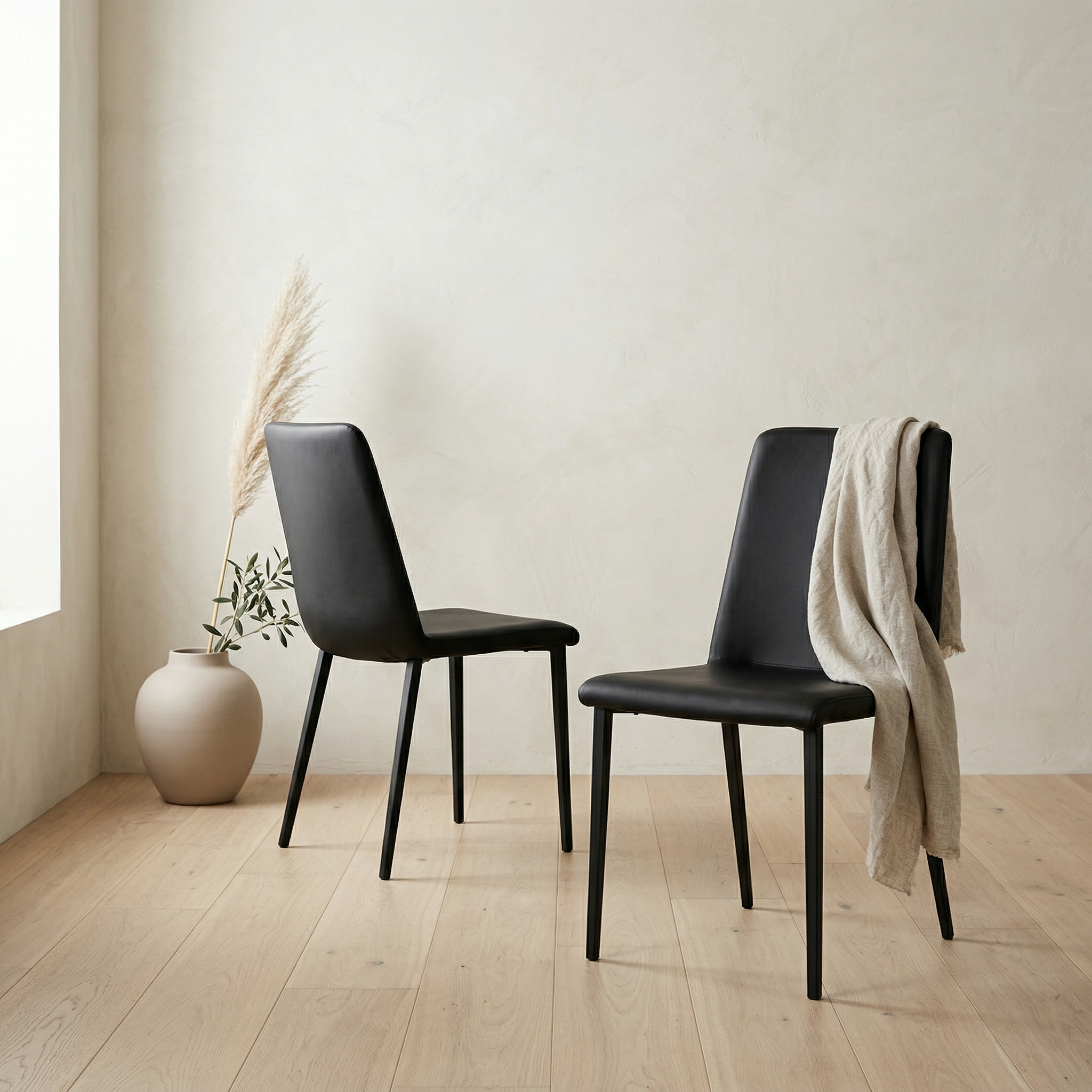 2x Desiree Chair Metal Faux Leather Black