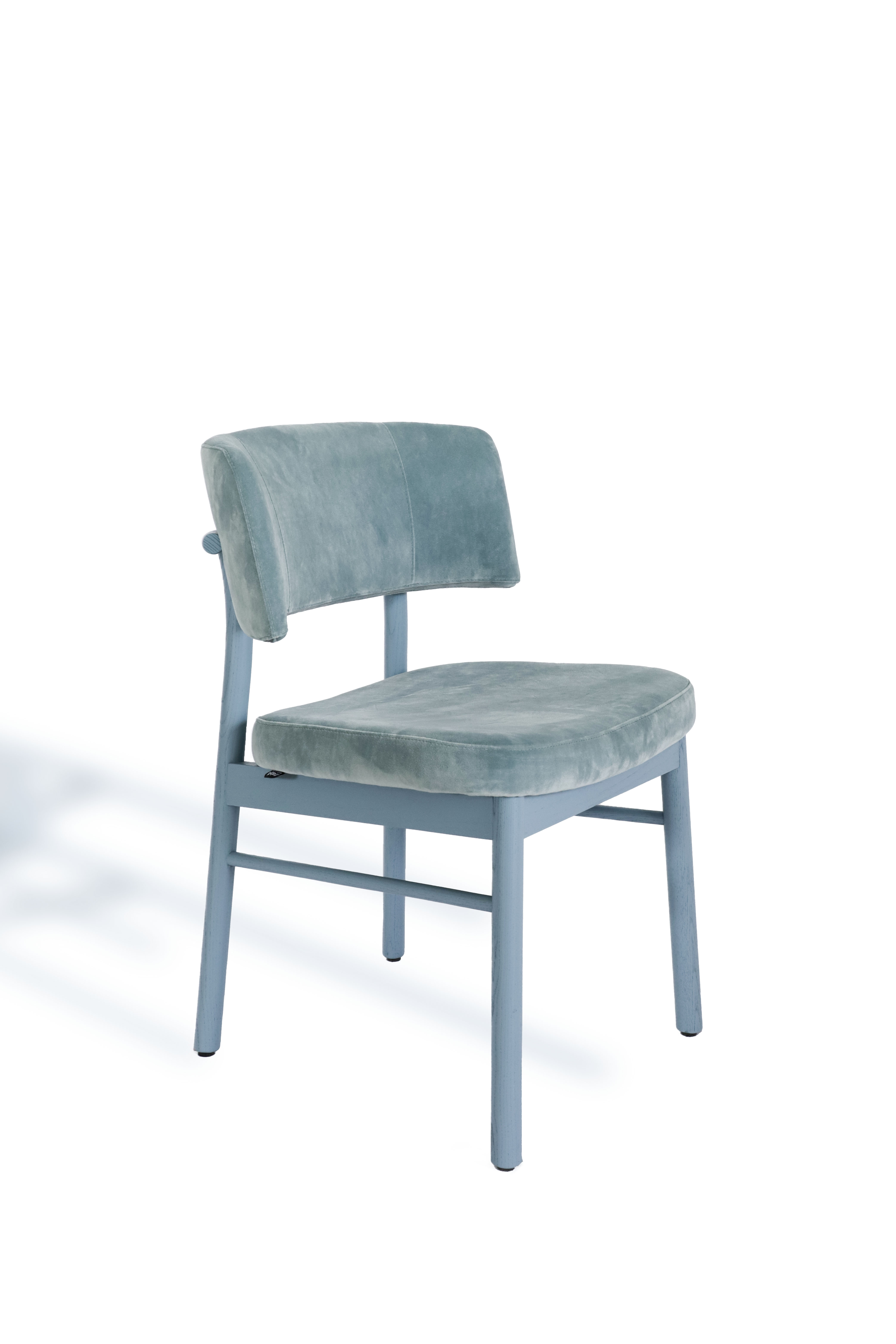 2x Marlen LE Sedia da pranzo velluto legno azzurro