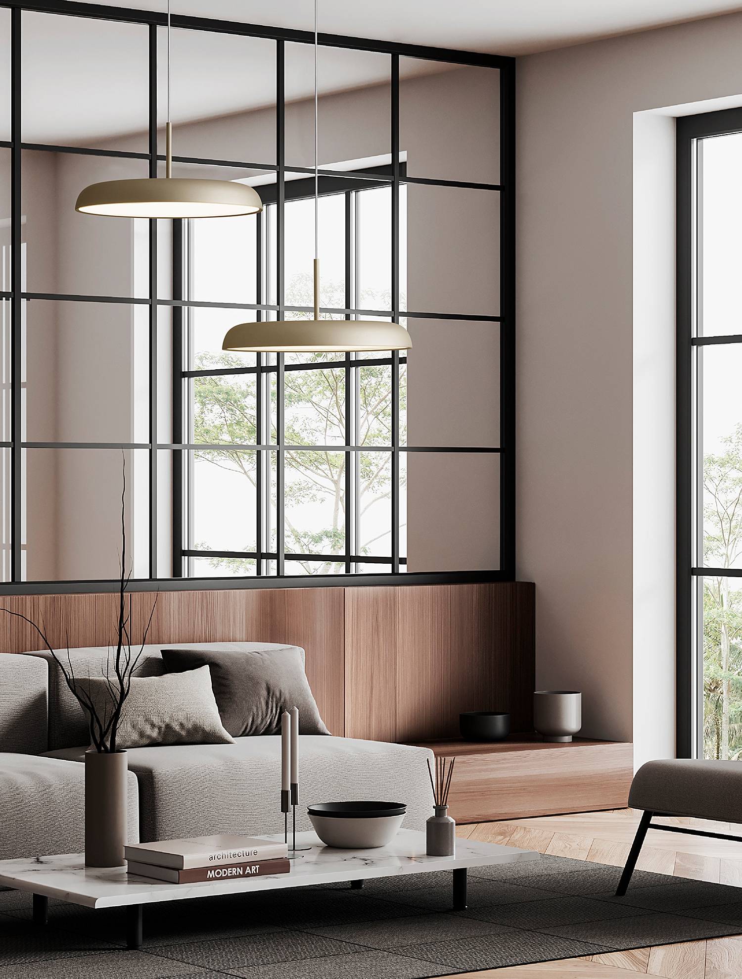 Linus Pendelleuchte Aluminium Gold 1-flammig