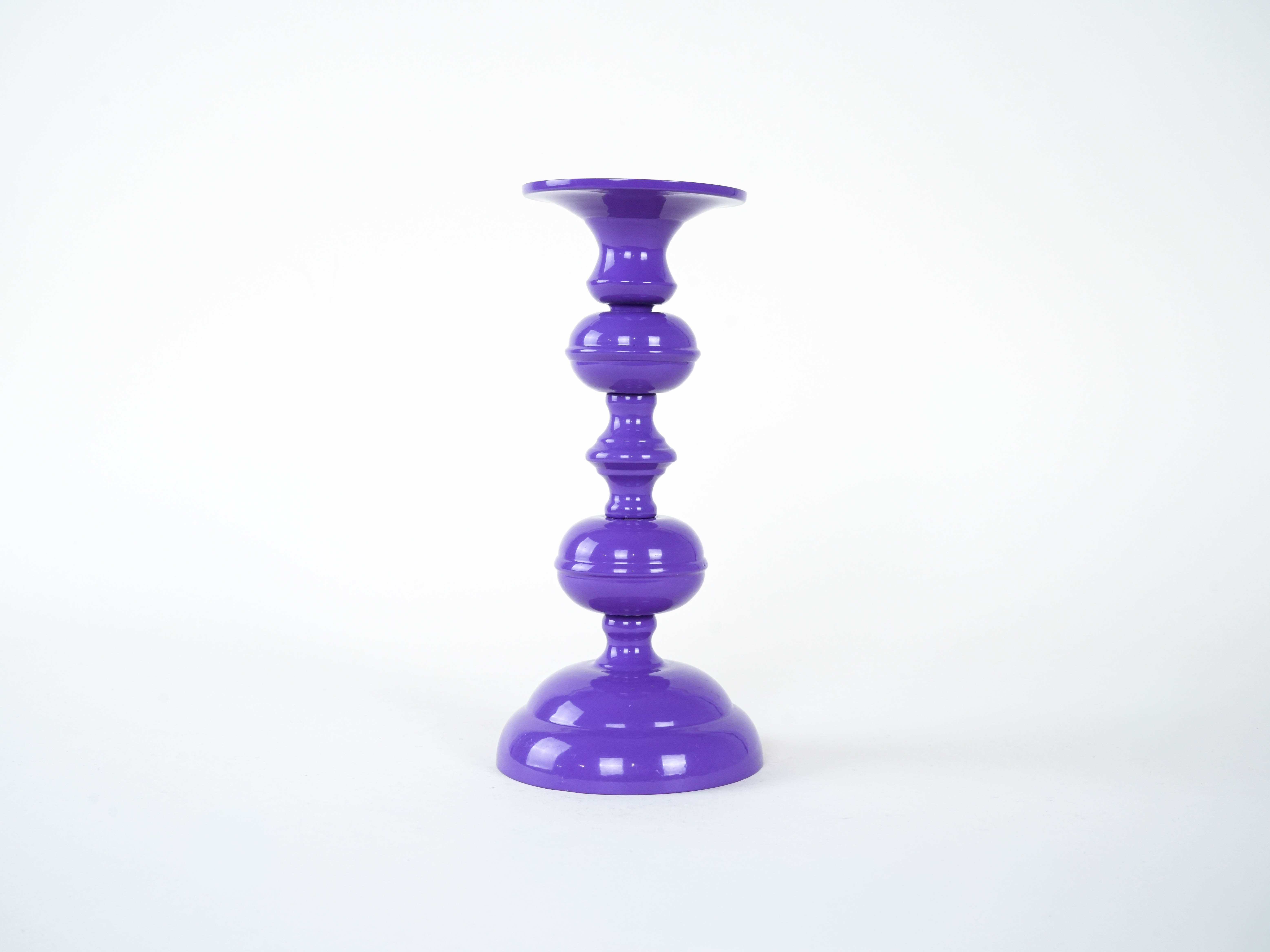 Metal Candle Holder 1970s Purple