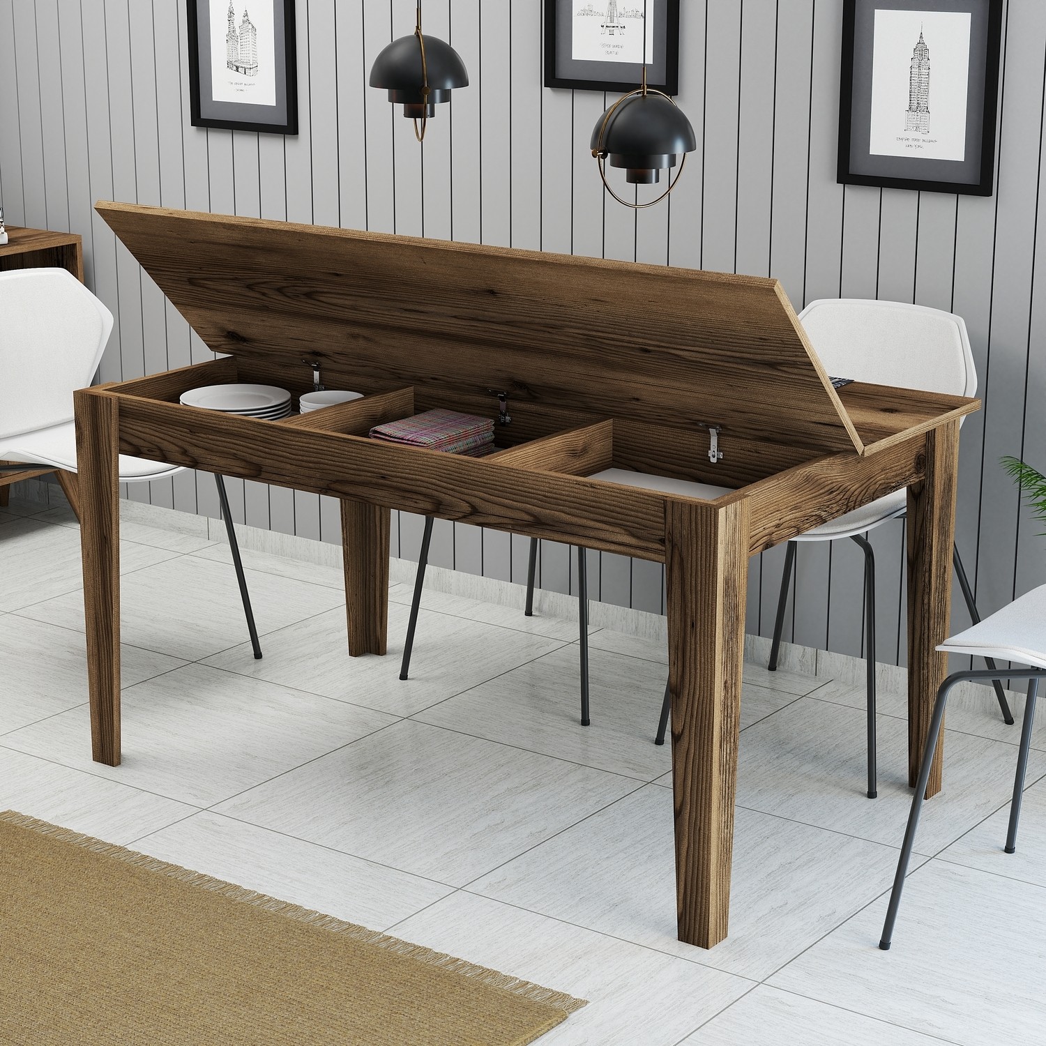 Milan Dining Table Walnut Brown 145cm x 75cm