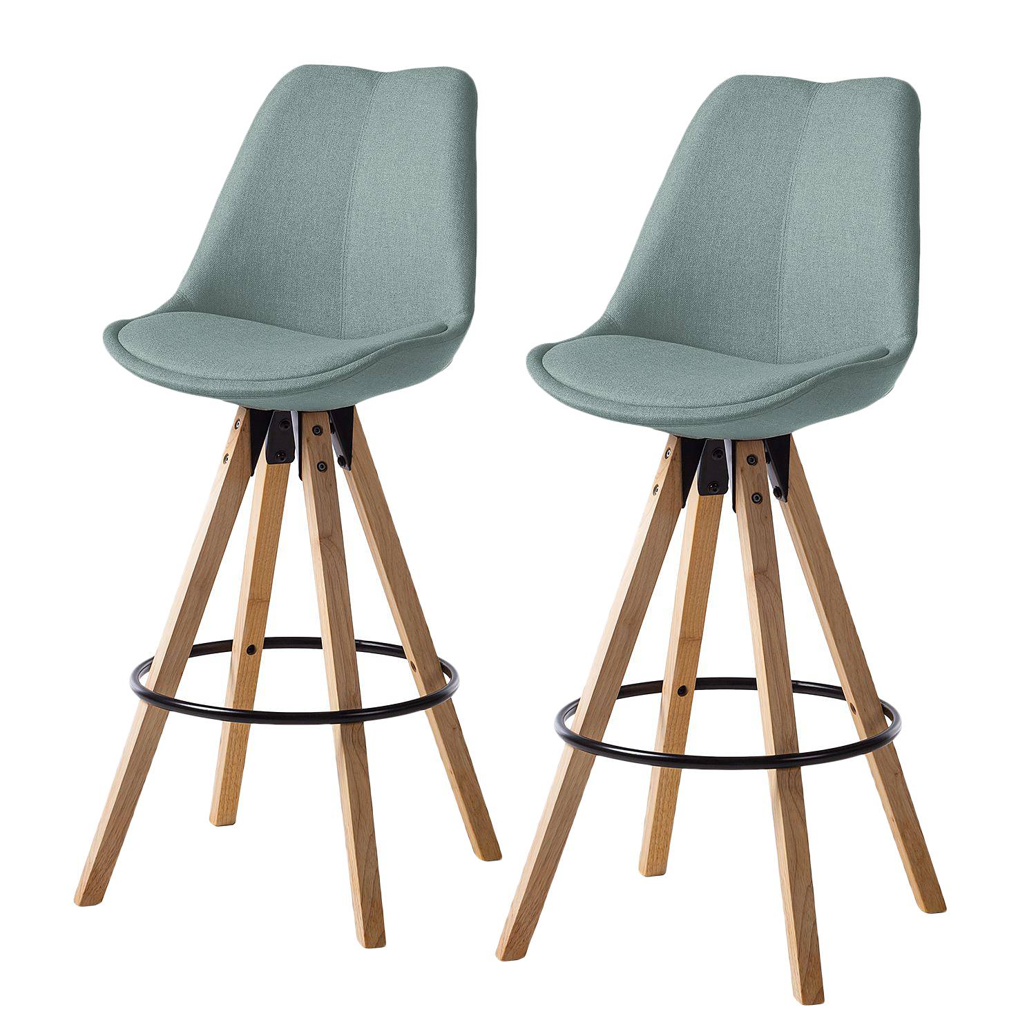 2x Barstuhl ALEDAS Webstoff Cors Mintgrau