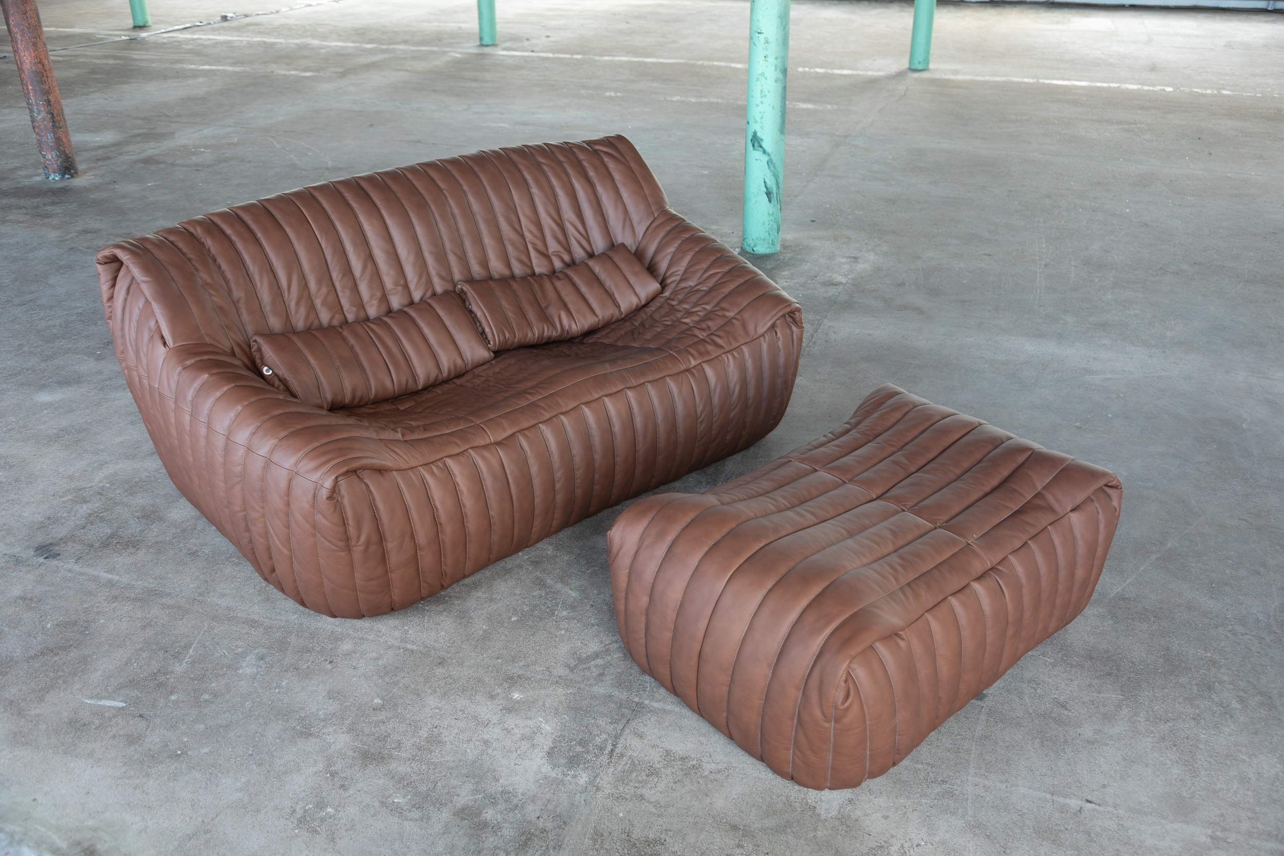 Sandra Lounge Set 2-piece. Smooth leather Folk Brown