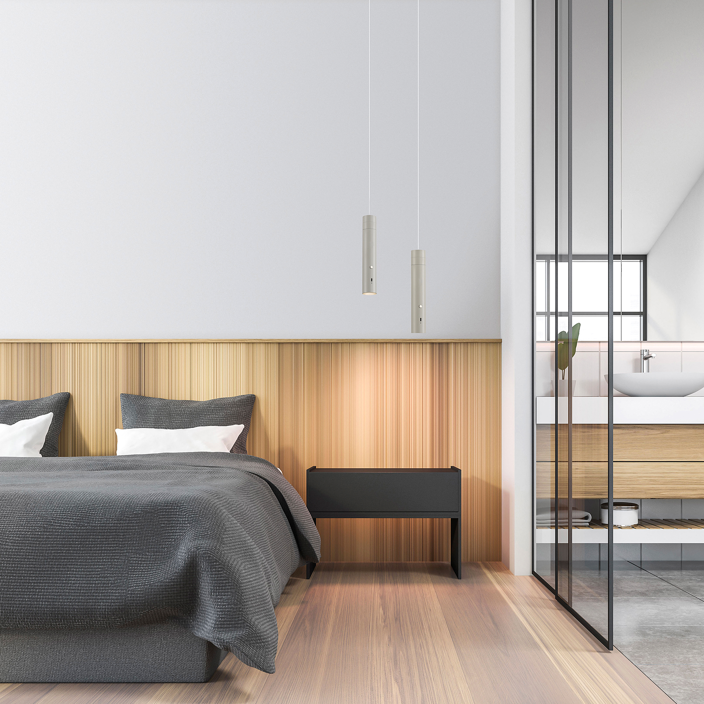 LED-Pendelleuchte Attach Grau