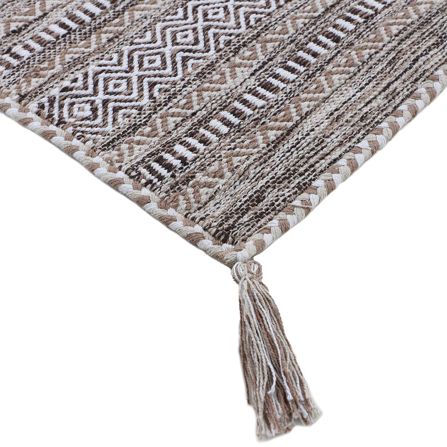 Flachgewebeteppich Kelim Azizi Baumwolle Beige 80 x 150 cm