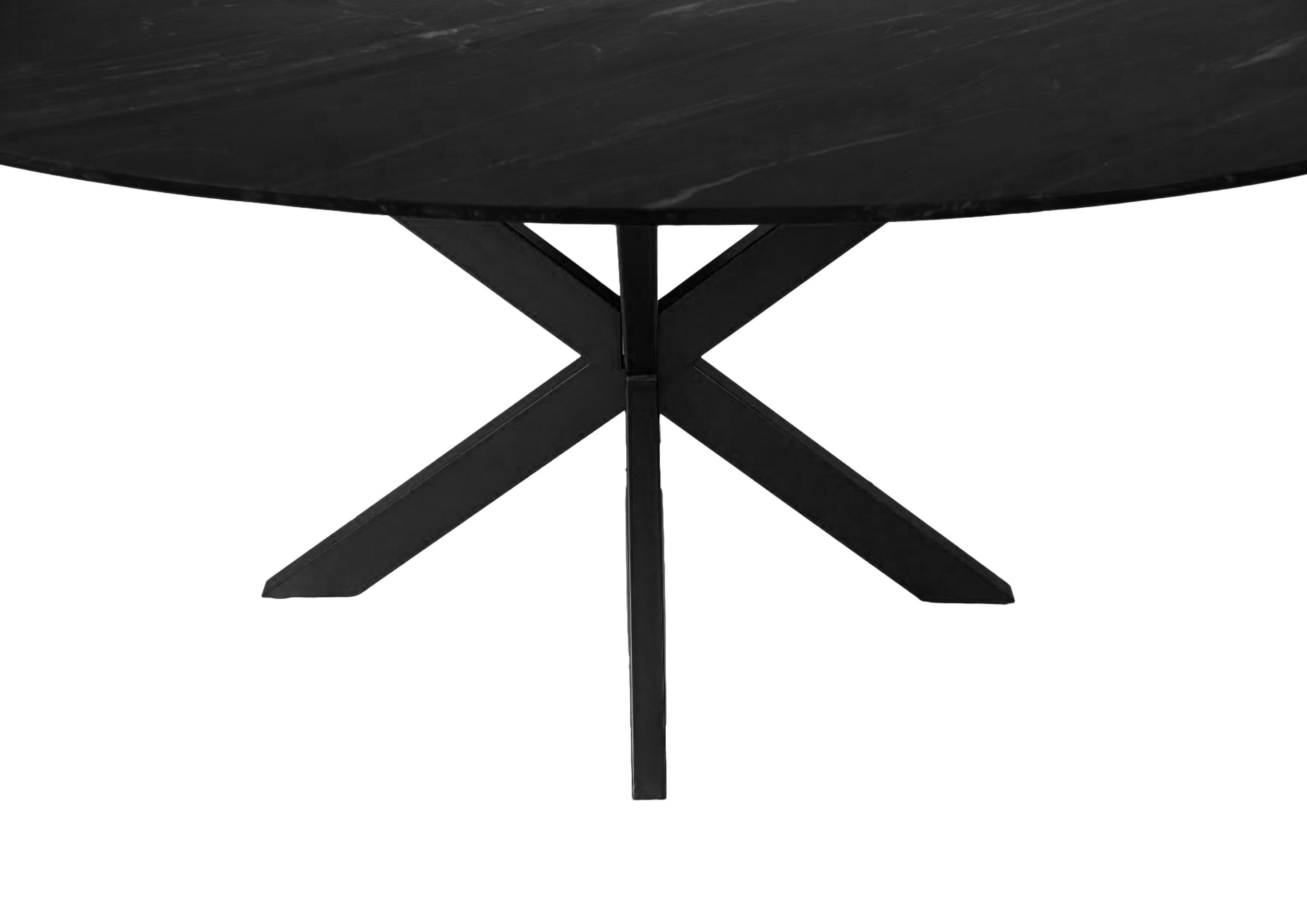 Ovaler Esstisch Marmor Metall Schwarz