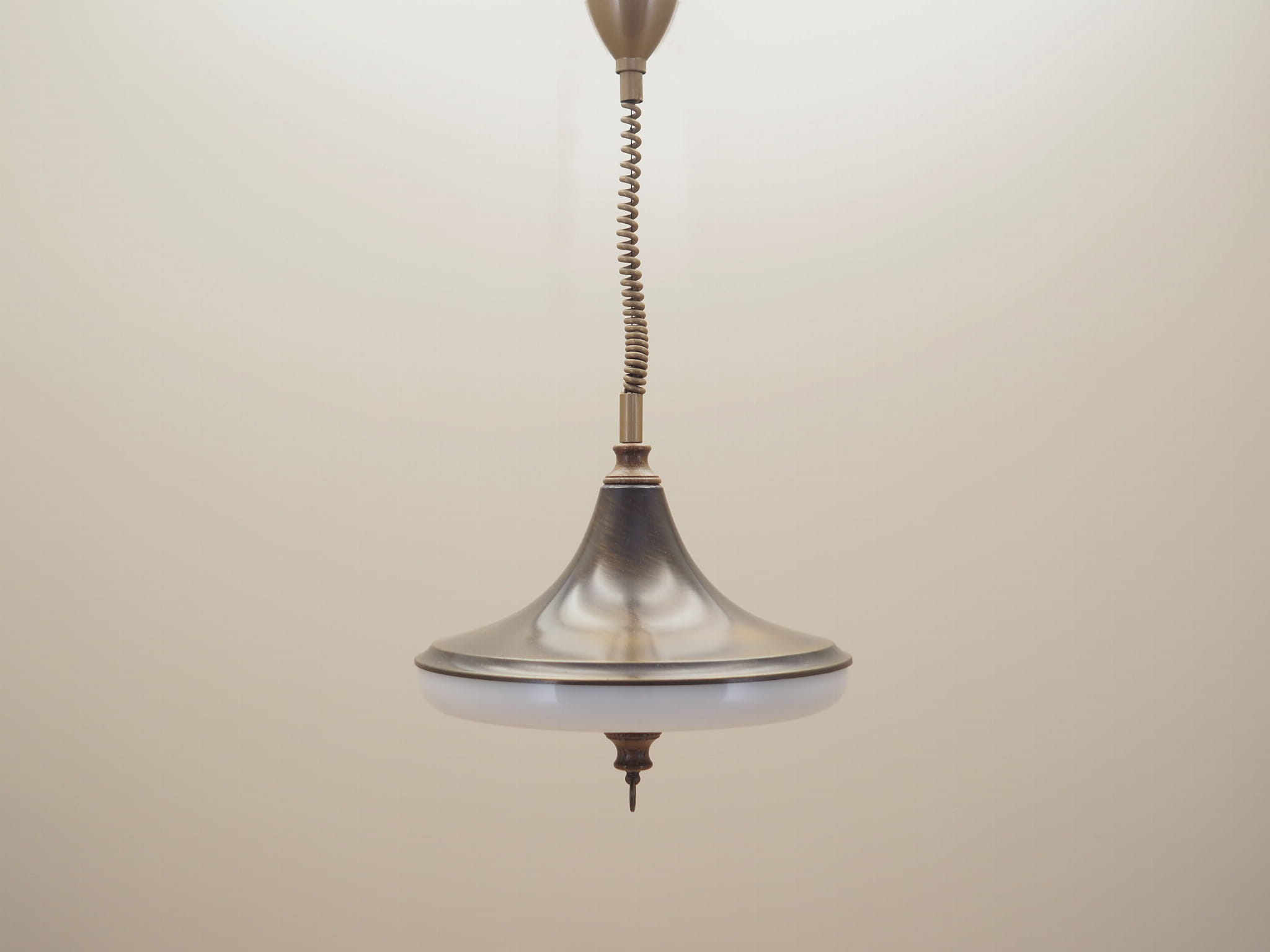 Vintage Pendant Lamp Metal Plastic White 1980s