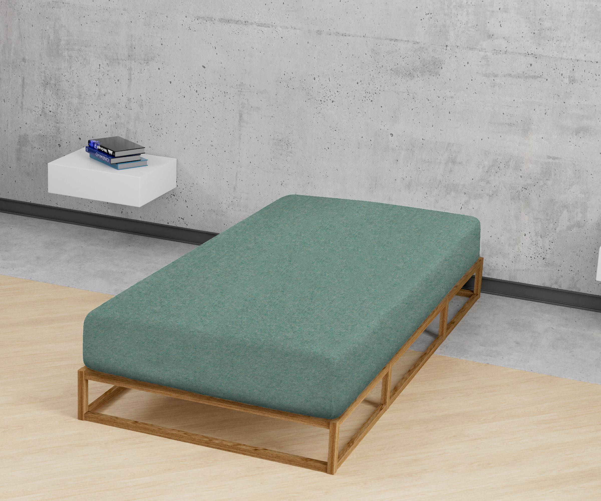 Hukan Fitted Sheet Flannel Green 100x200cm