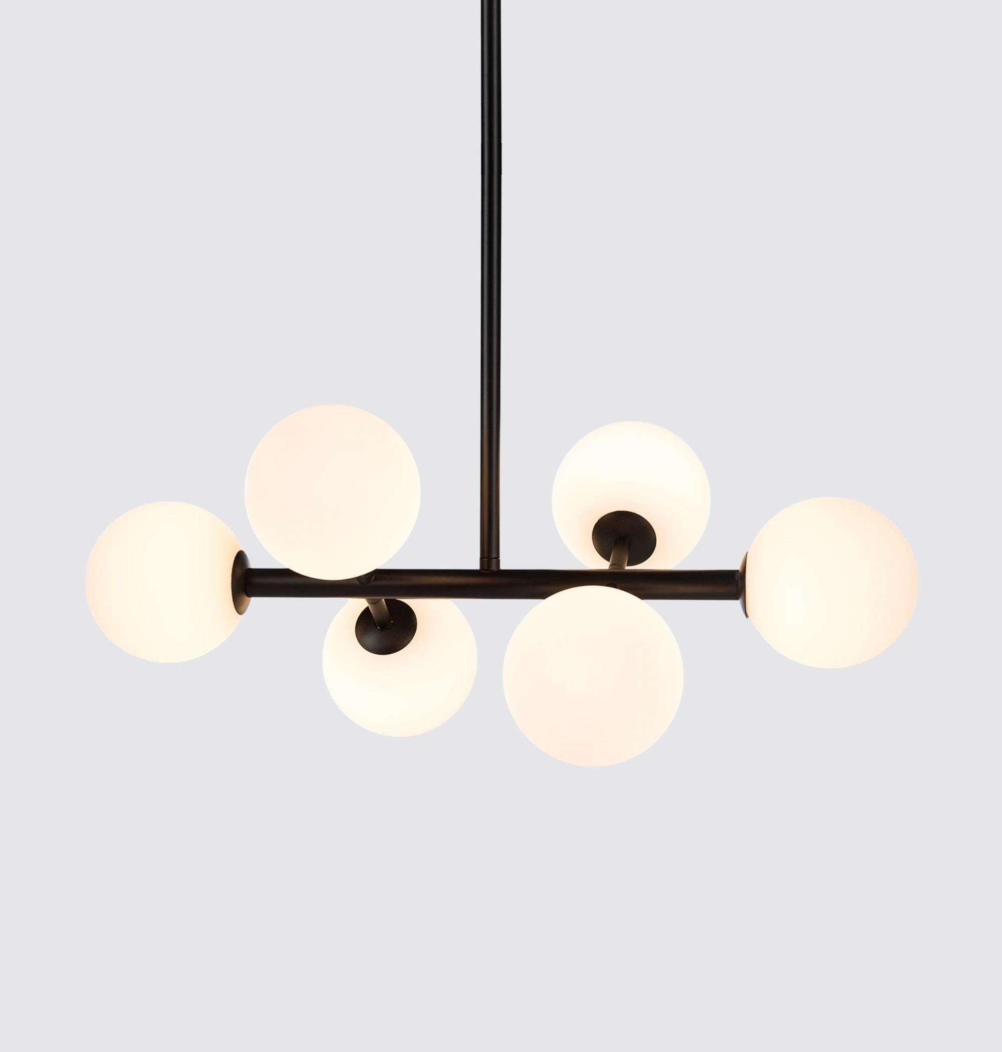 Ball lamp iron 6 glass lamps each 12cm diameter