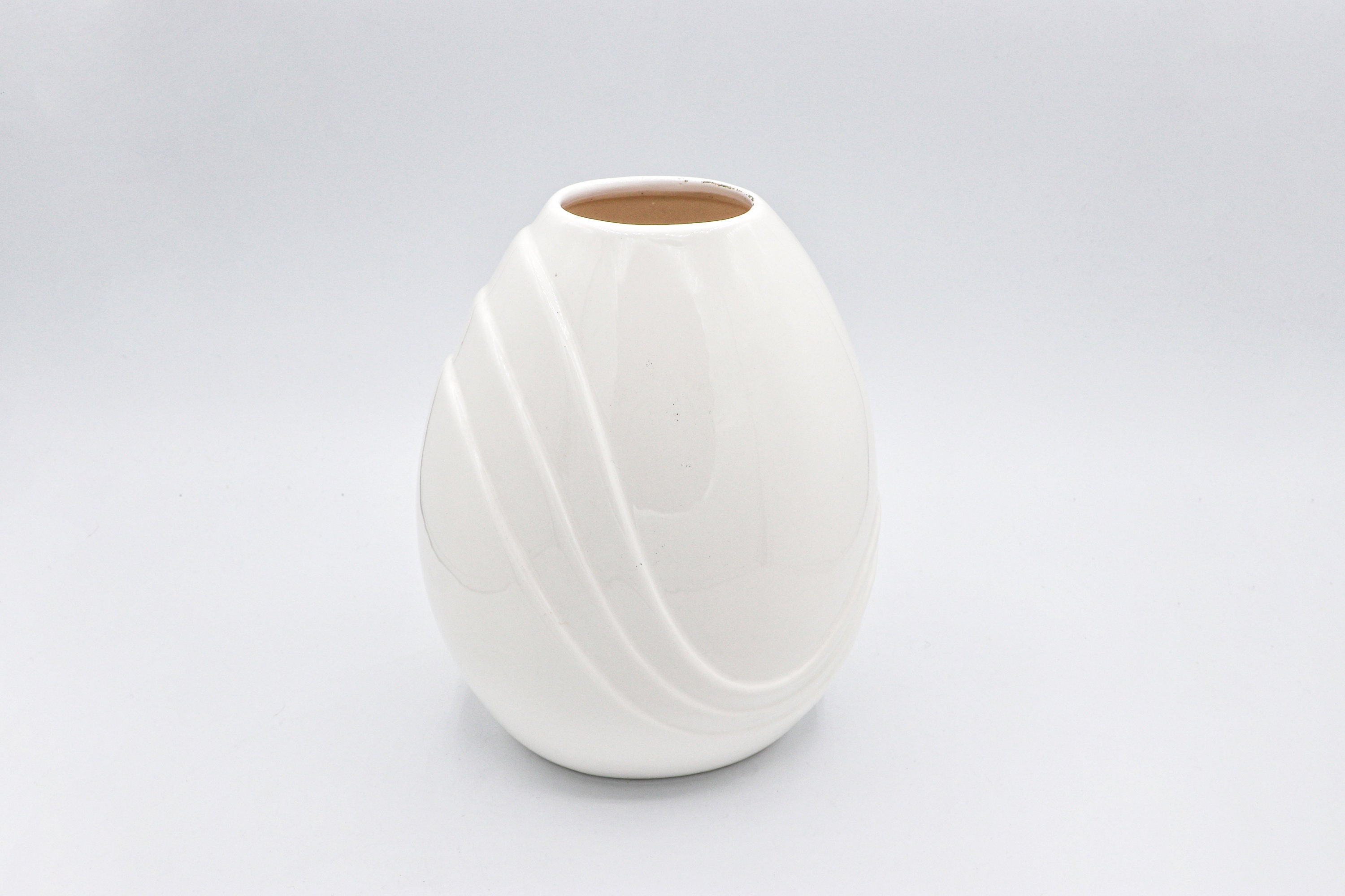 Vintage Muschel Blumenvase Keramik Weiß 1980s Jahre