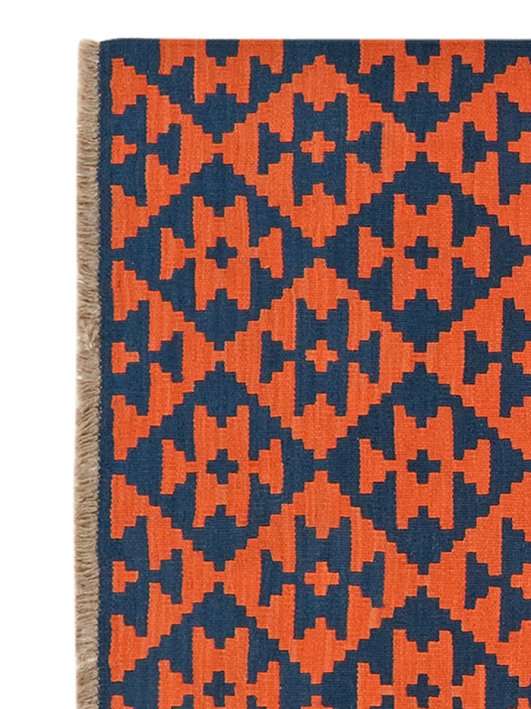 Kelim Gashgai Carpet Wool Blue
