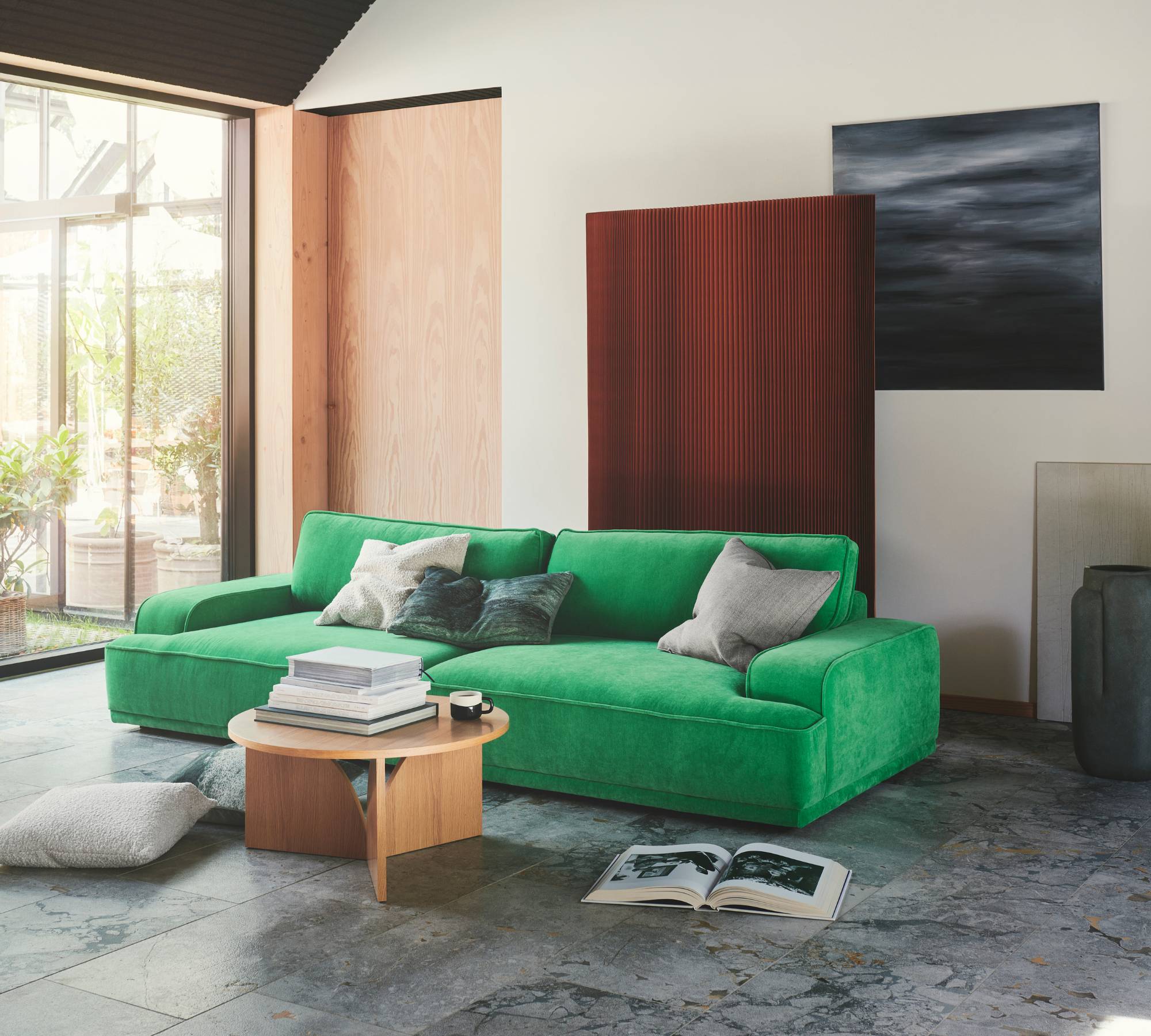 Moss green sofa living room discount