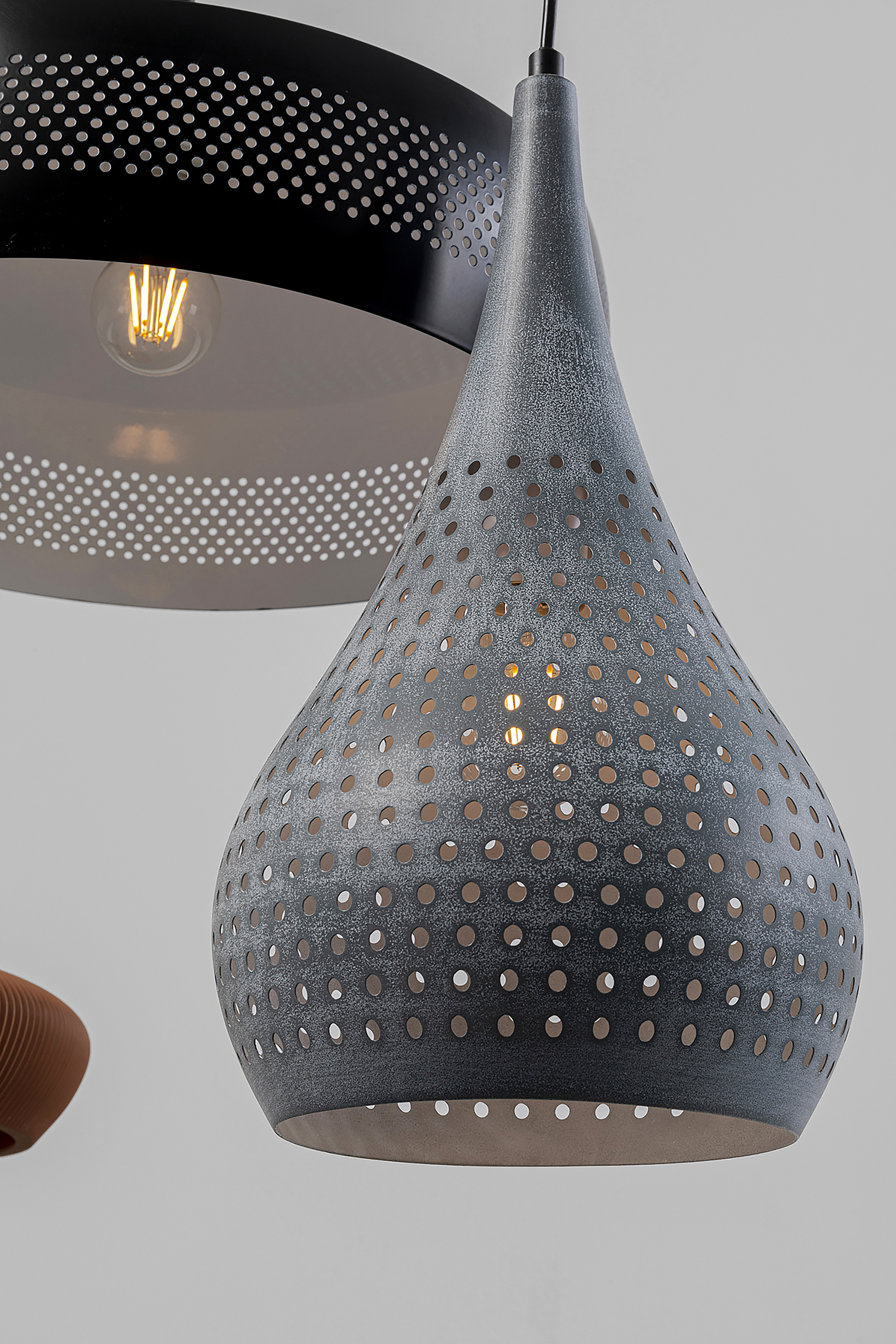 Melange Typ A Pendelleuchte Stahl Klarglas Grau Braun