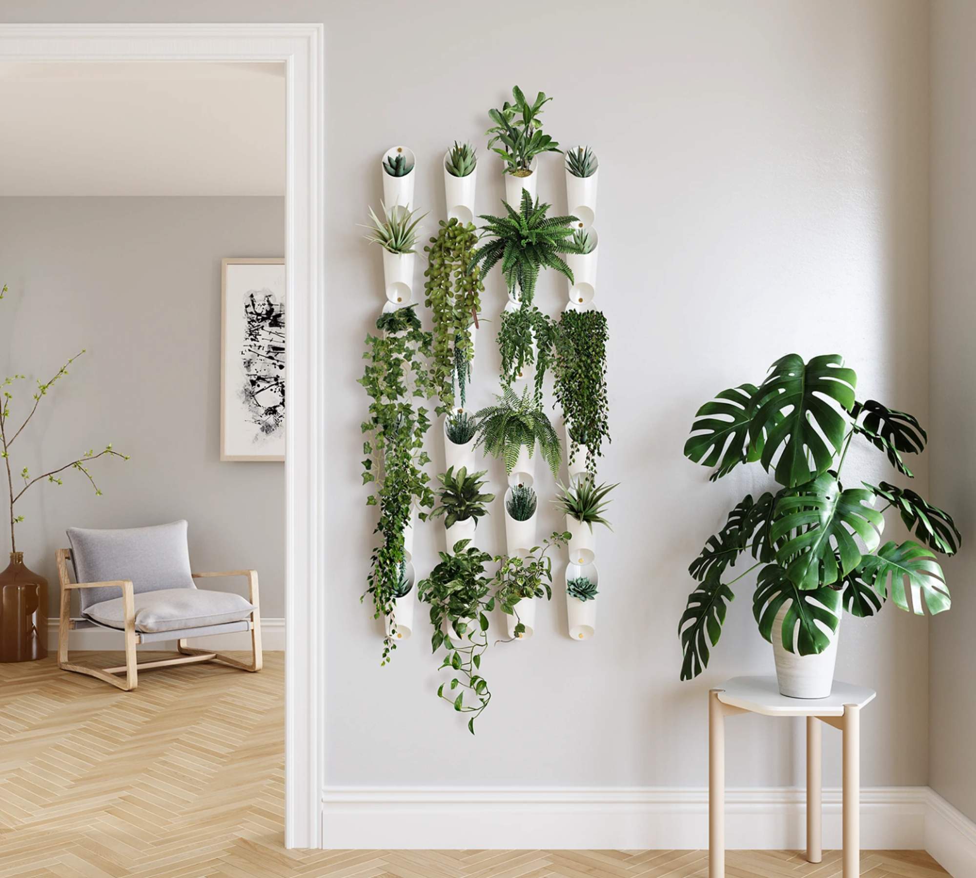 3x Wandvase Weiß
