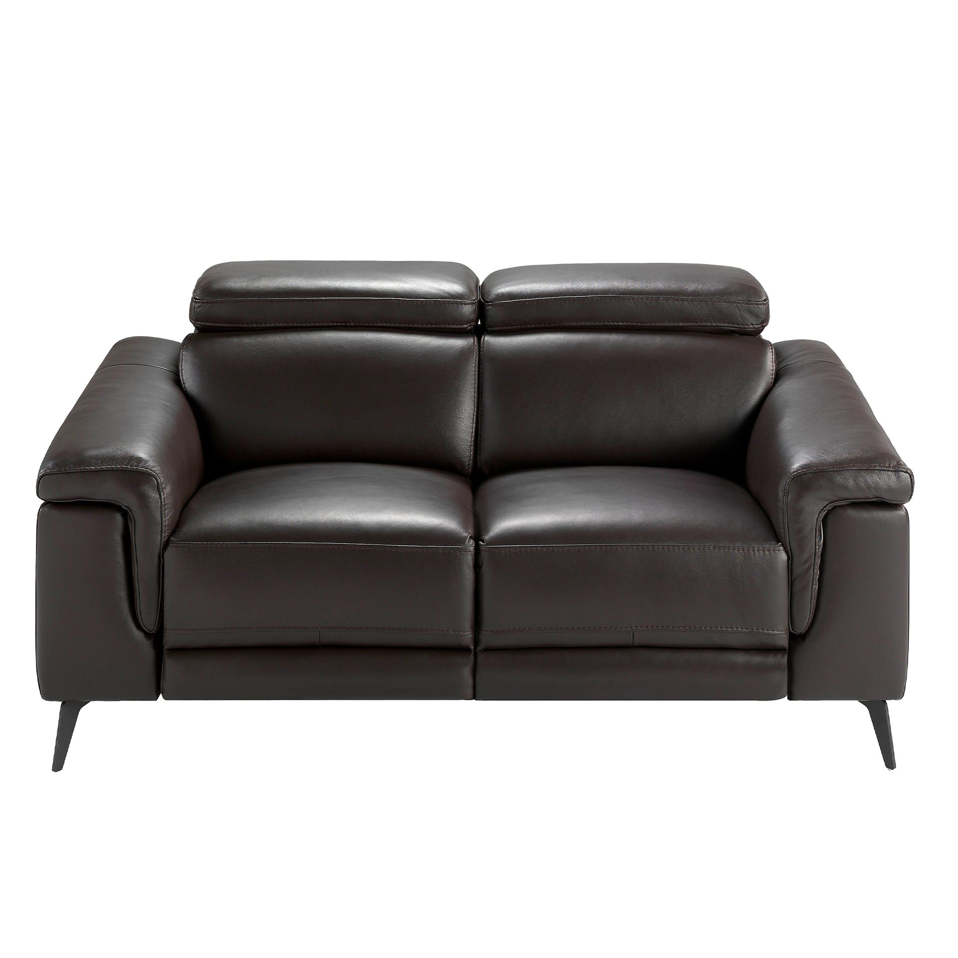 Sofa 2-seater with relax function leather chocolate brown
