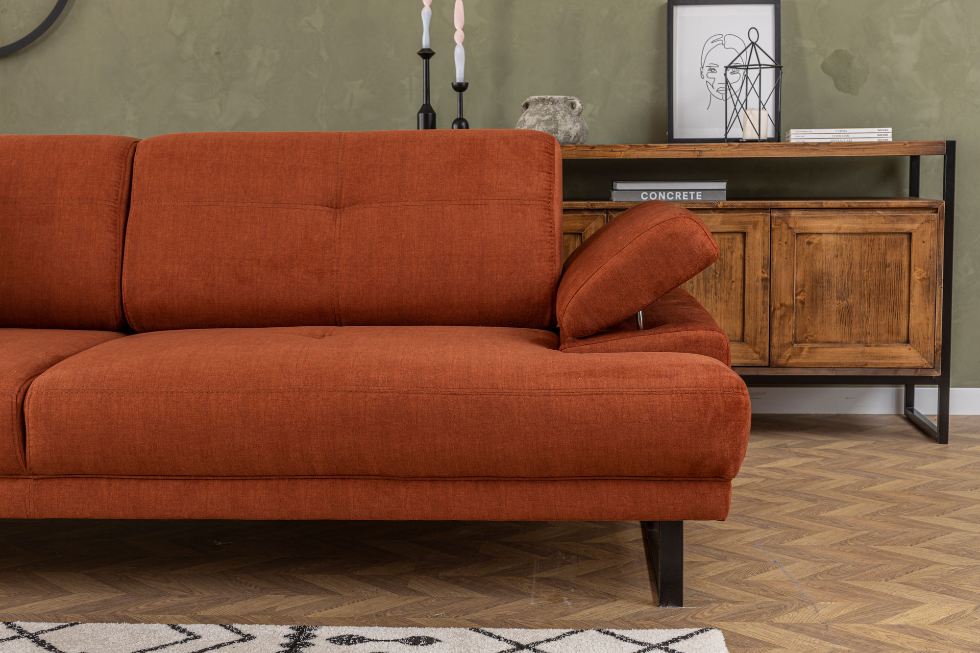 Sofa 3-Sitzer Textil Orange