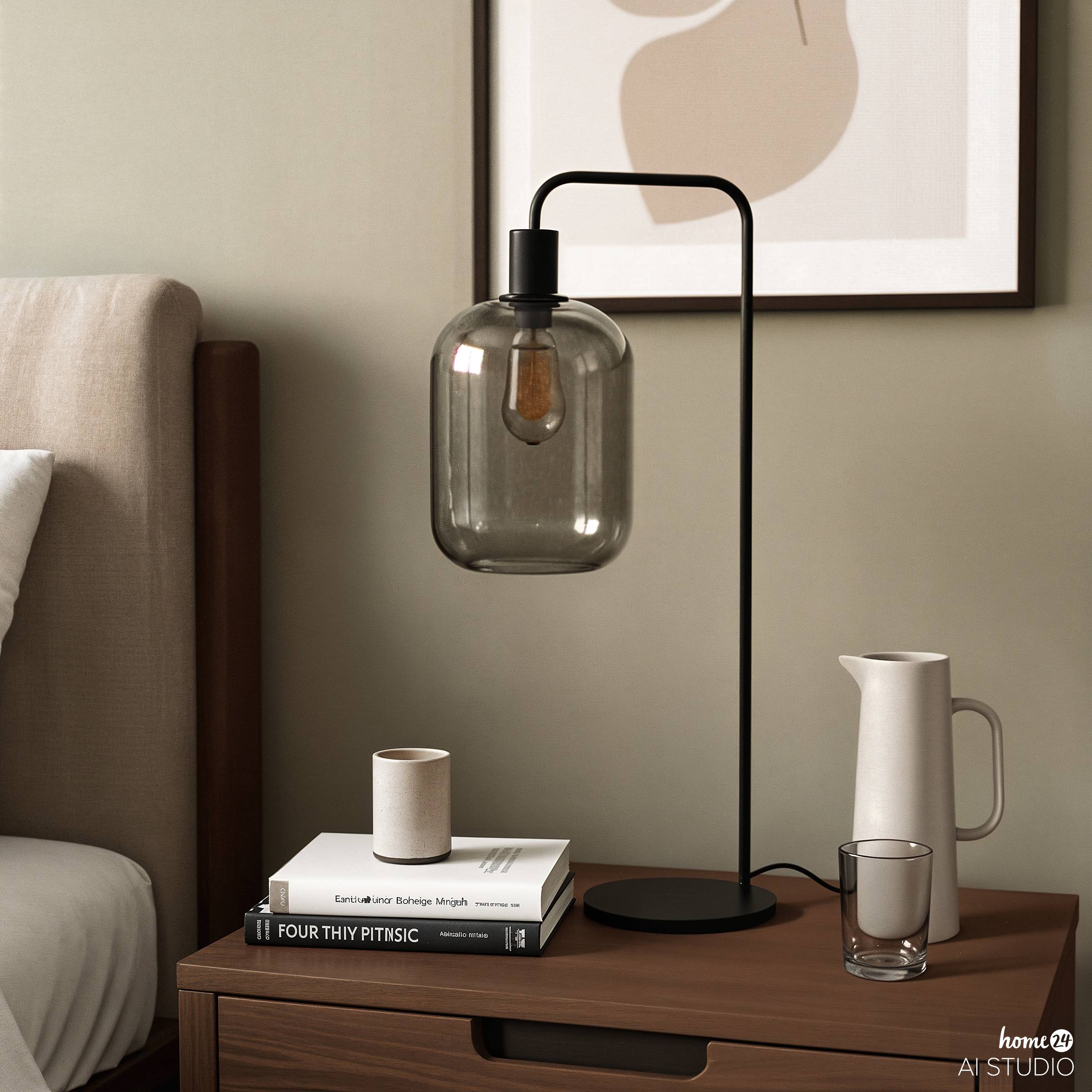 Home Type B Table Lamp Smoked Glass Iron Grey