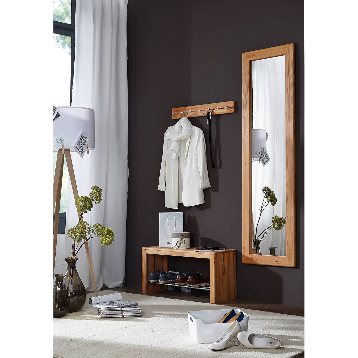 Garderobenbank Anamur Massiv Eiche