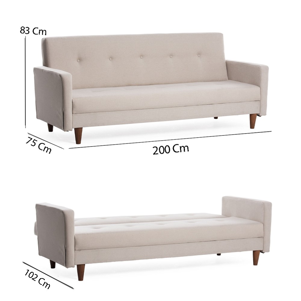 Hiko Schlafsofa 3-Sitzer Creme