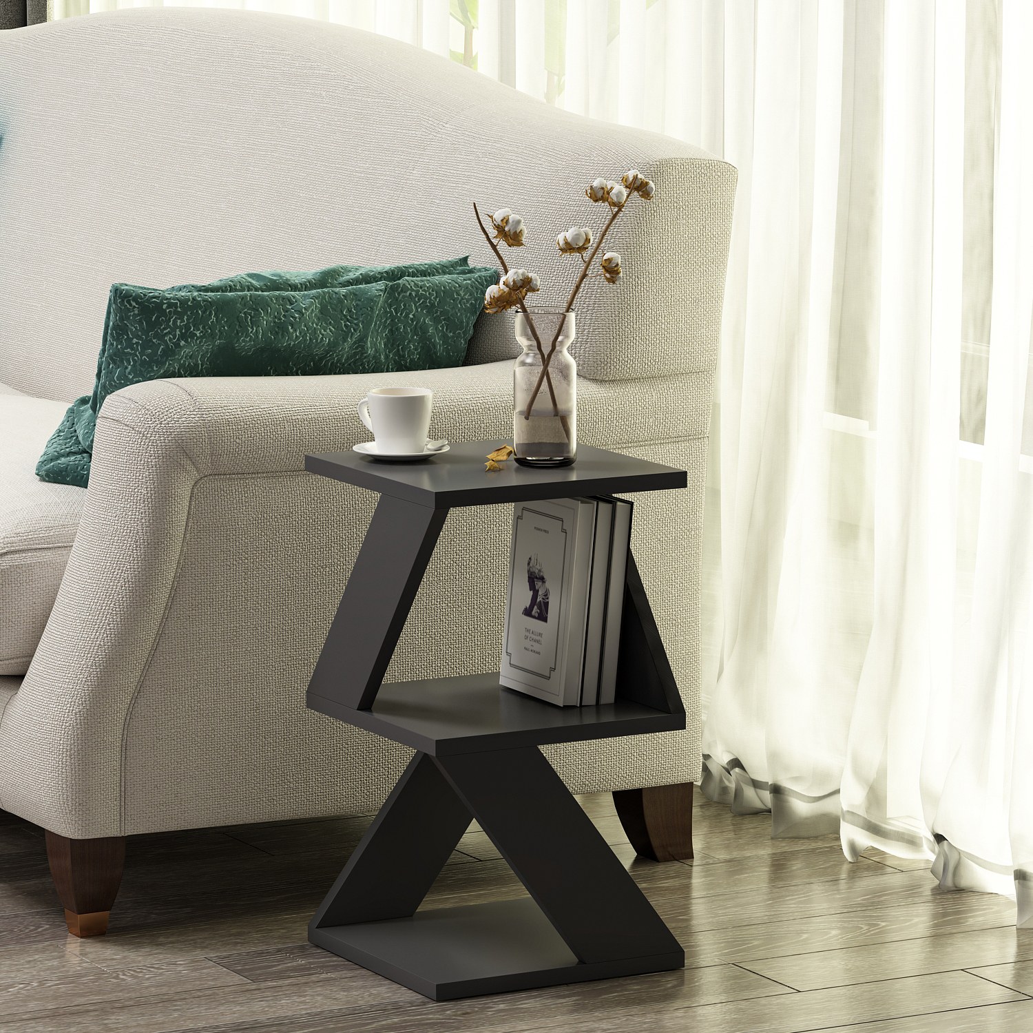 Albeni Side Table Wood Veneer Anthracite