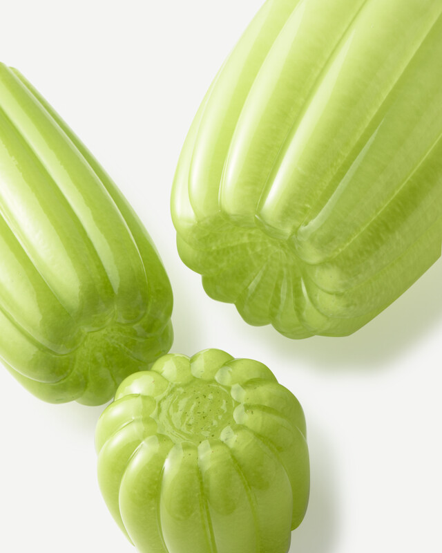 Melon Hurricane Kerzenhalter Glas Olivgrün