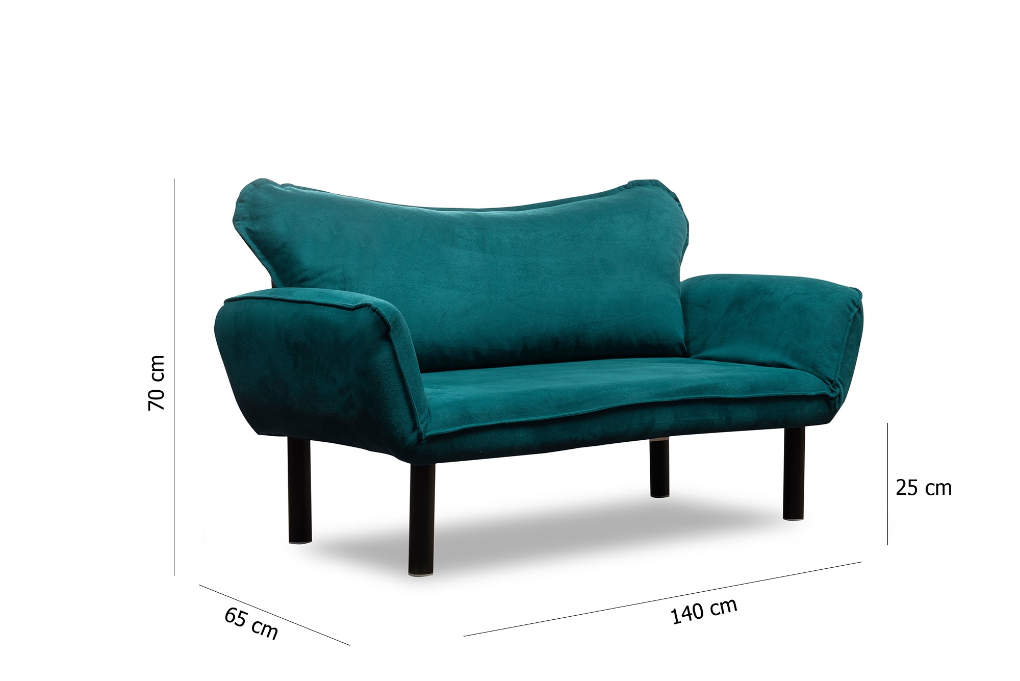 Elegant sofa bed 2-seater petrol blue