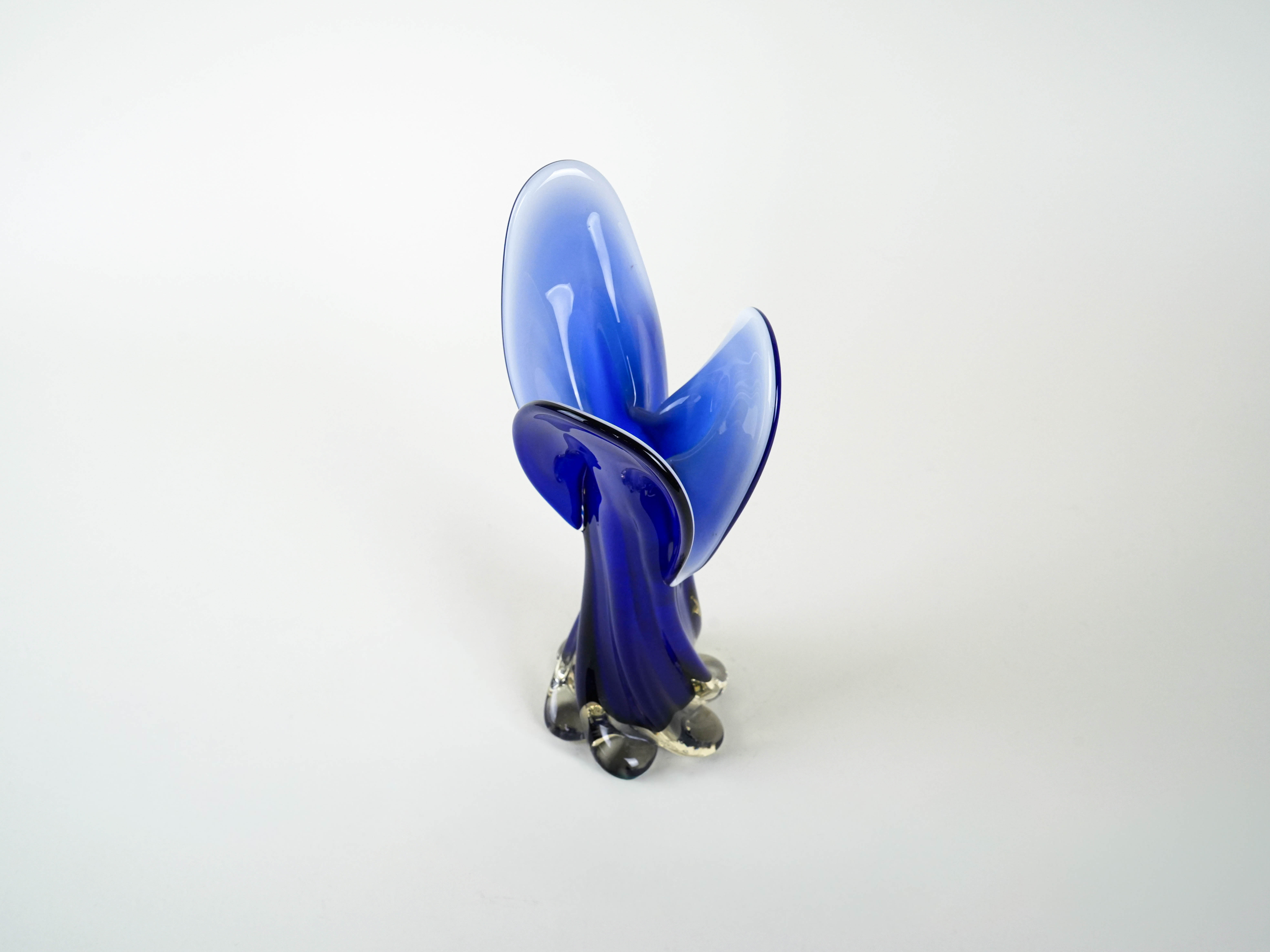 Kobaltvase Muranoglas Blau 1960er Jahre