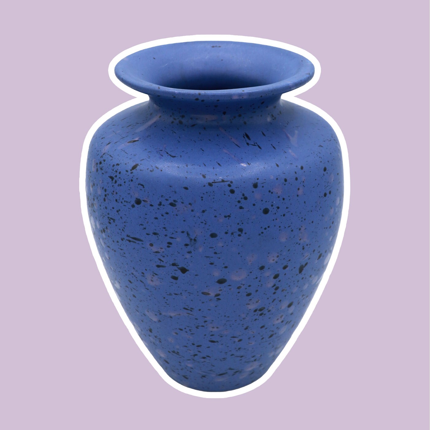 Vintage Blumenvase Keramik Blau 1990er Jahre