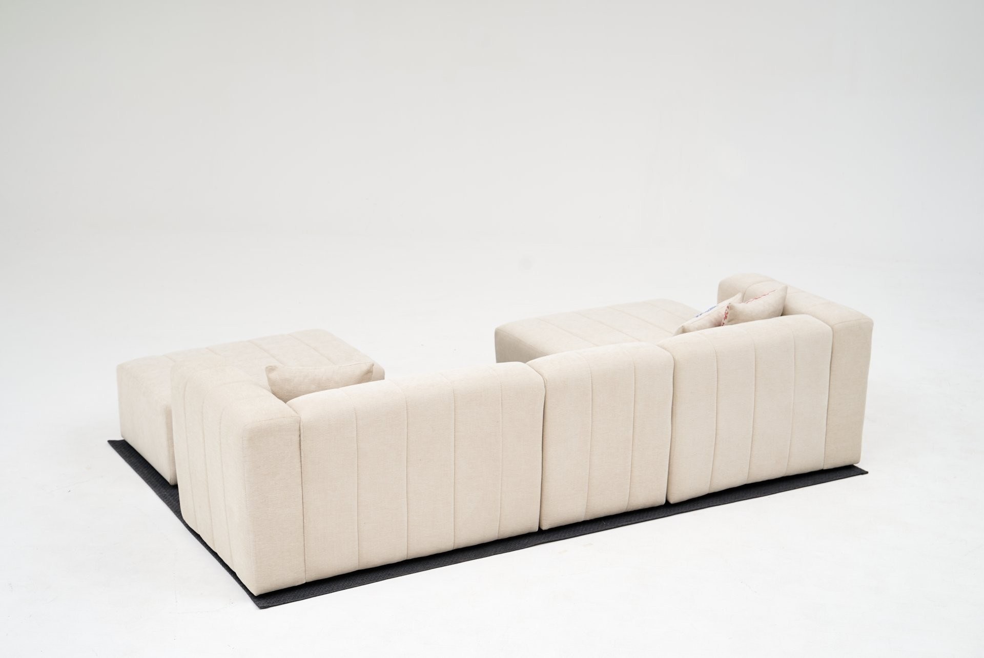 Beyza Sofa Récamiere Links mit Hocker Creme