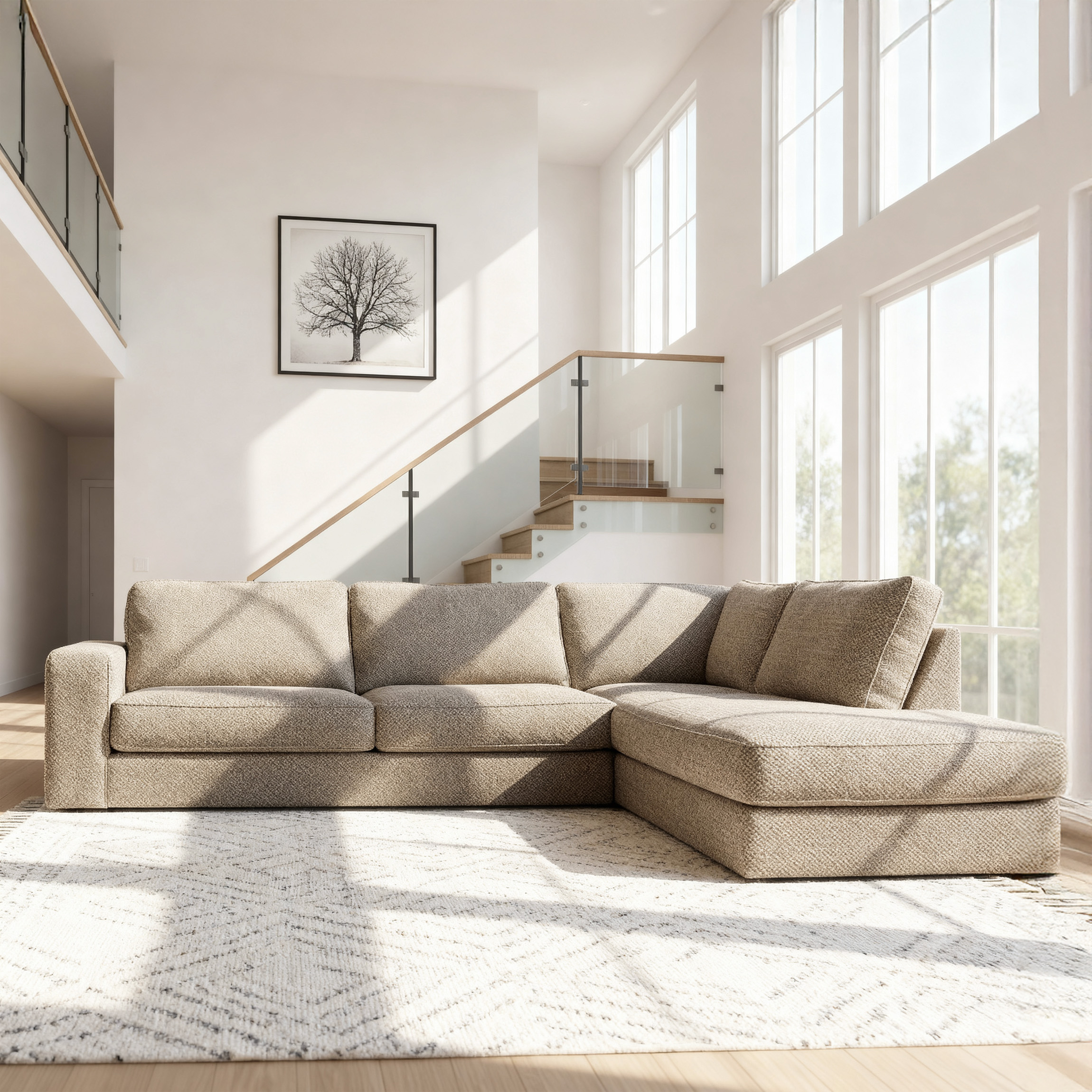 Corner Sofa Easton Right 3-Seater Beige