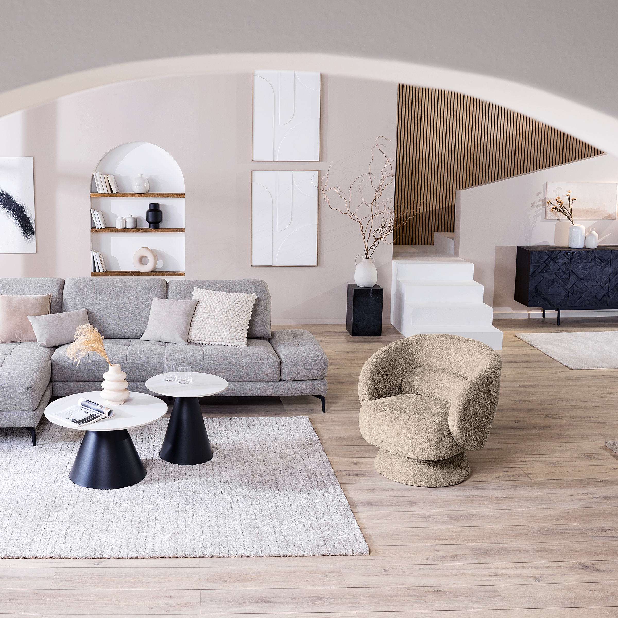 Drehbarer Loungesessel LANARE Taupe