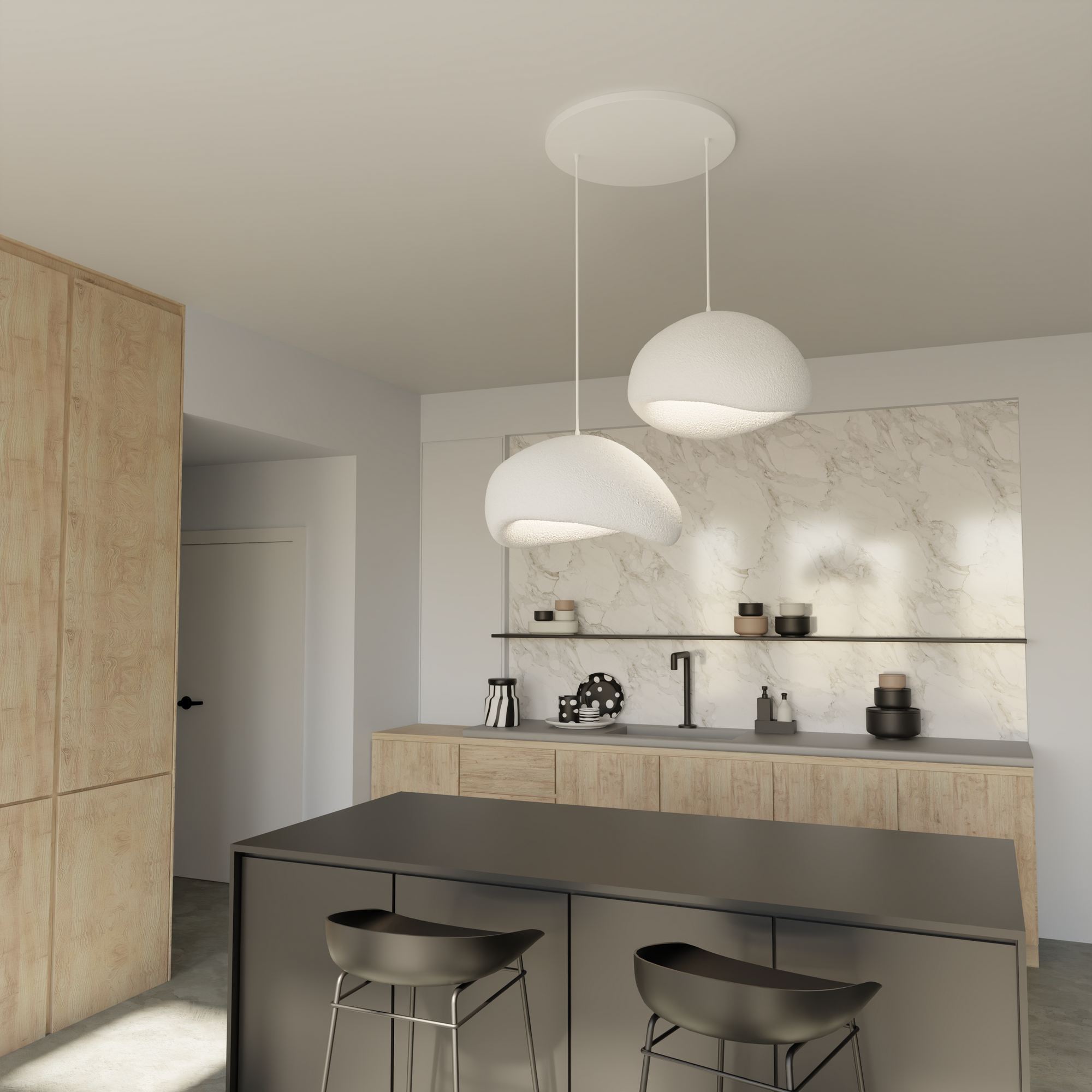 2-Flammig Wabi Sabi Grainbeams Pendelleuchte Weiß