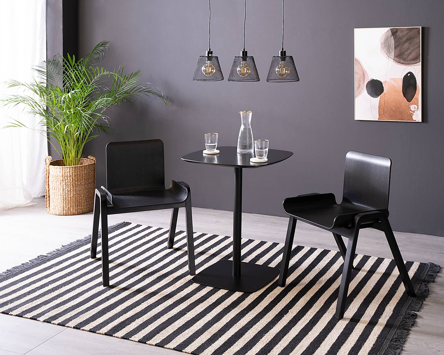 Bistrotisch Finse Metall Eiche Schwarz