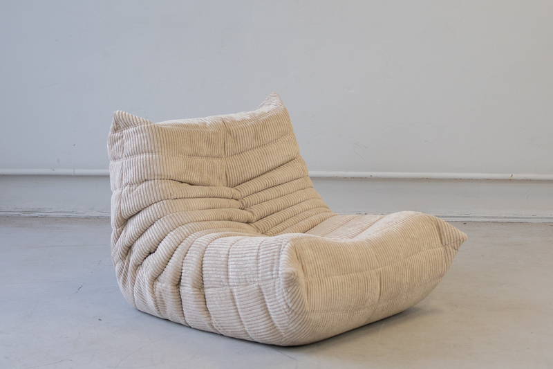 Togo Armchair and Ottoman Set Cord Beige