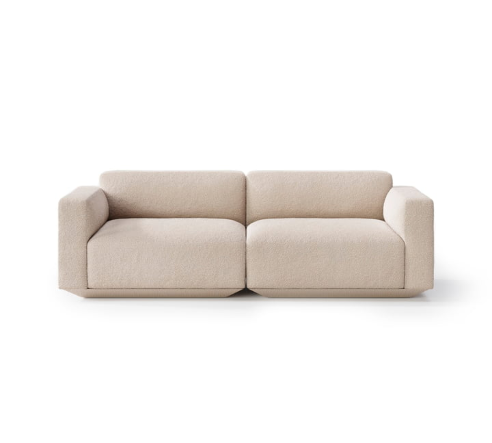 Develius Sofa 2-Sitzer Bouclé Holz Beige