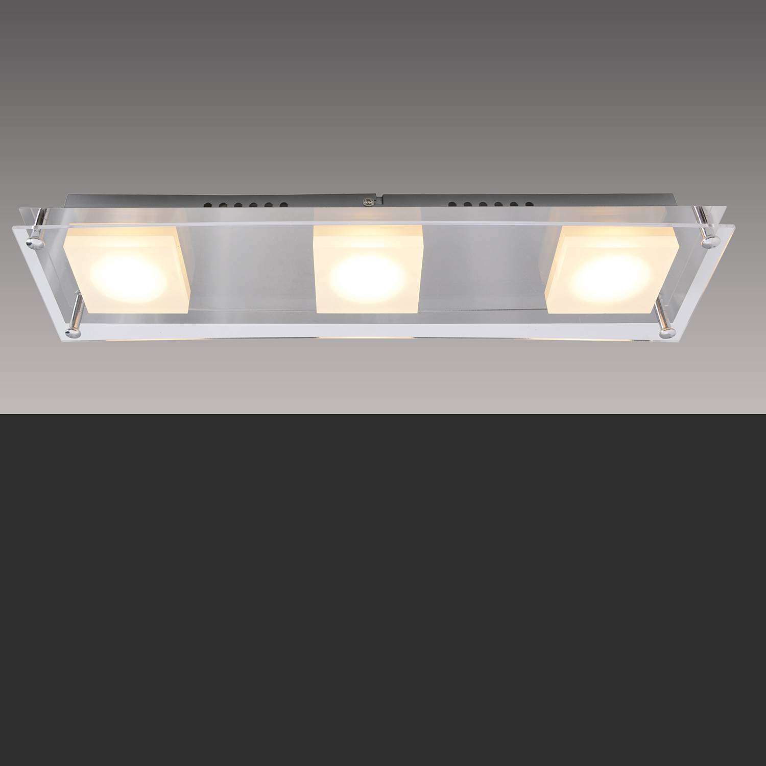 Square Shine II LED Ceiling Light 3-Flame Silver
