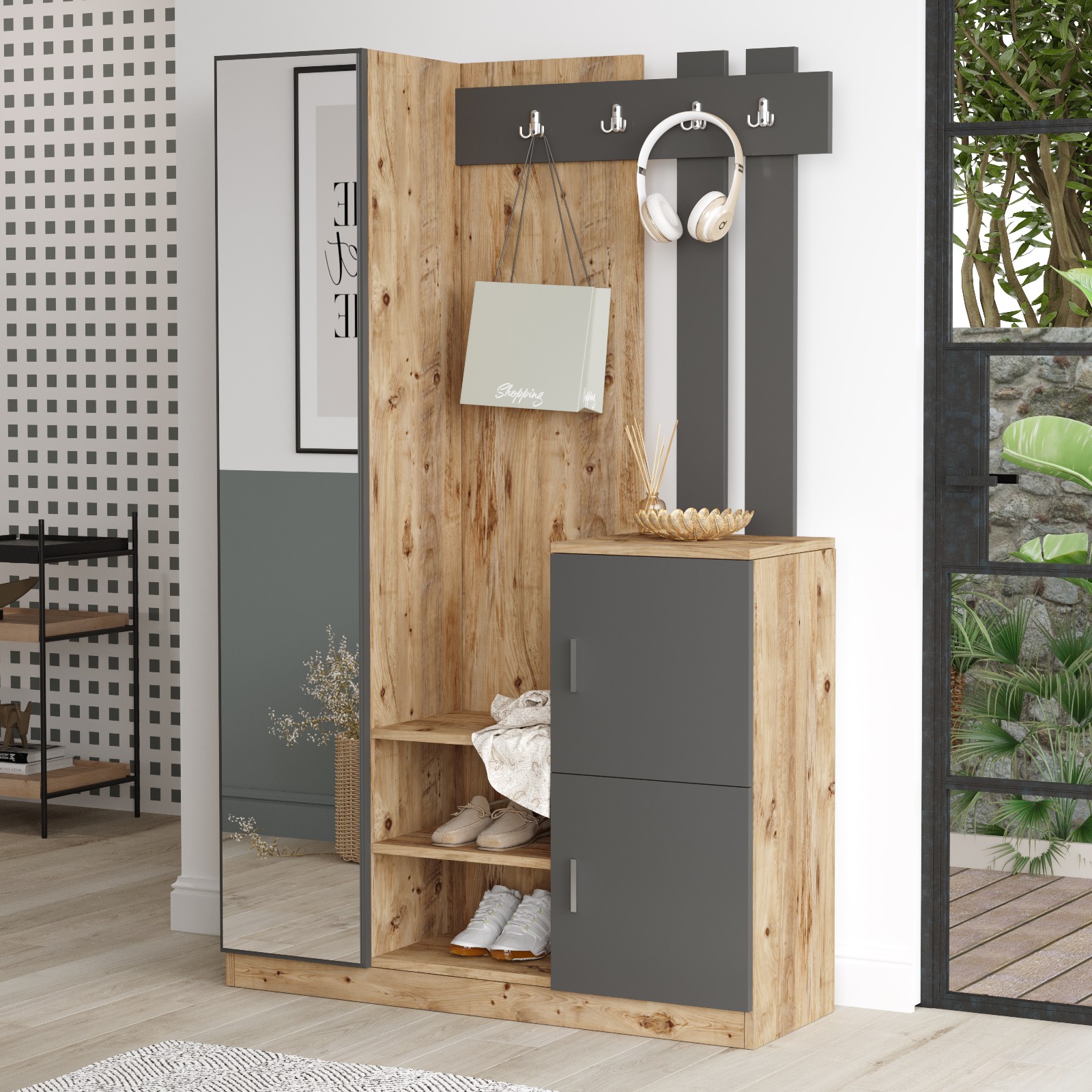 Orga Garderobe Braun Grau 113.6cm x 180cm