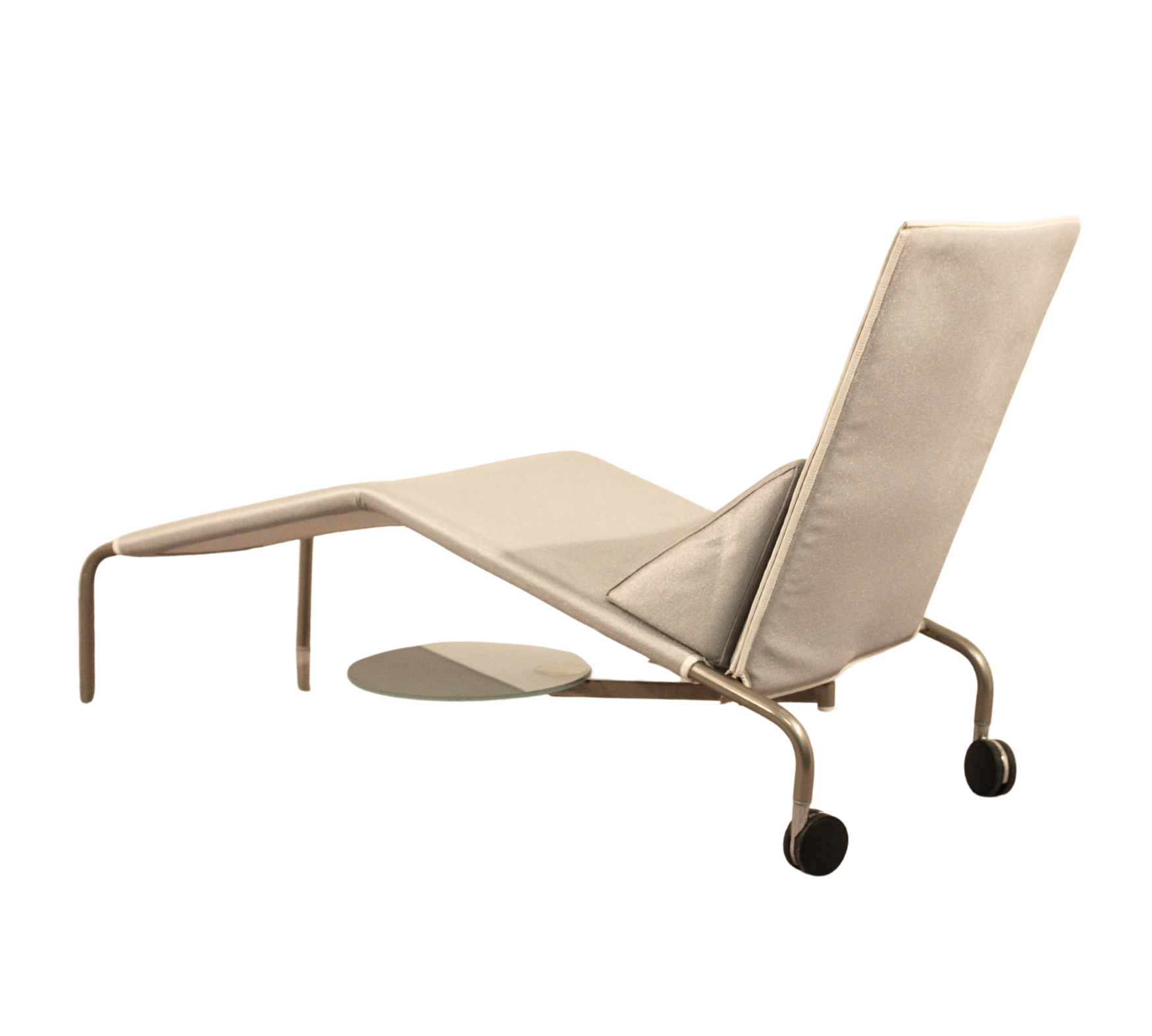 Lelunga Chaiselongue aus Leder und Stahl Beige